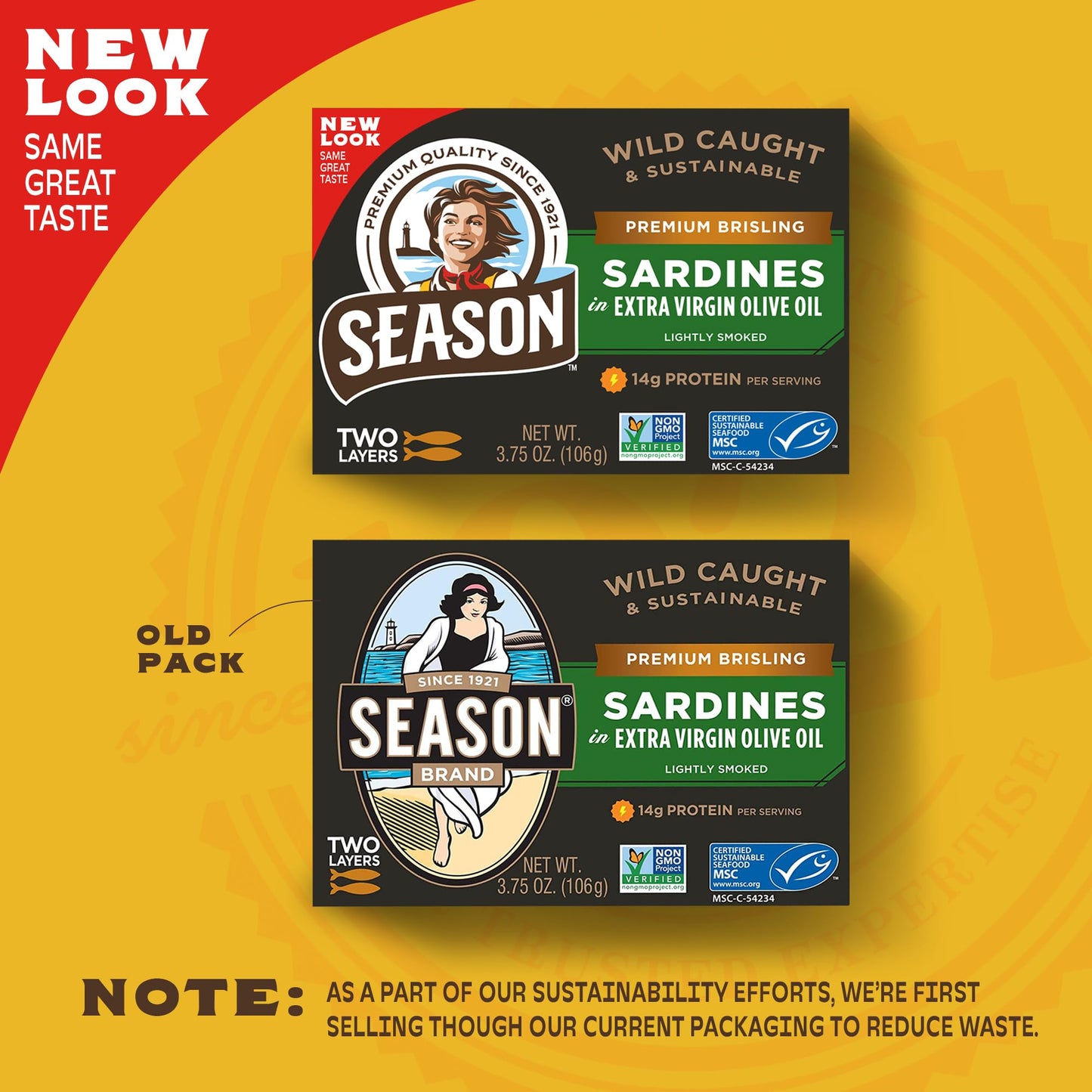 SEASON Brisling Sardines in Extra Virgin Olive Oil - Wild Caught, 3.37 Oz Tins, 12-Pack, High in Calcium, Keto Friendly