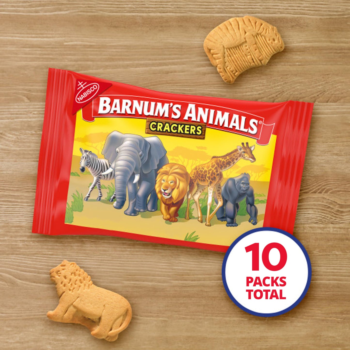 BARNUMS Original Animal Crackers, Kids Snacks, 10 Snack Packs