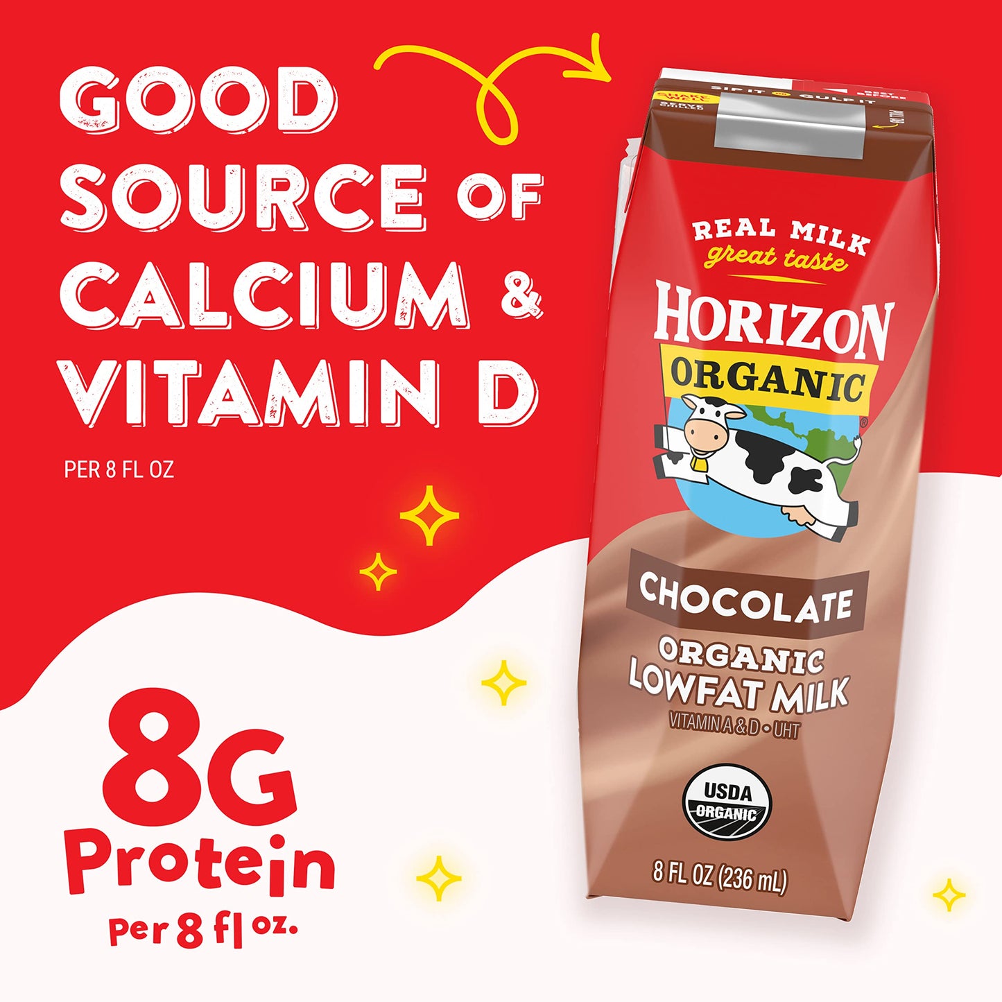 Horizon Organic Shelf-Stable 1% Low Fat Milk Boxes, Chocolate, 8 oz., 18 Pack