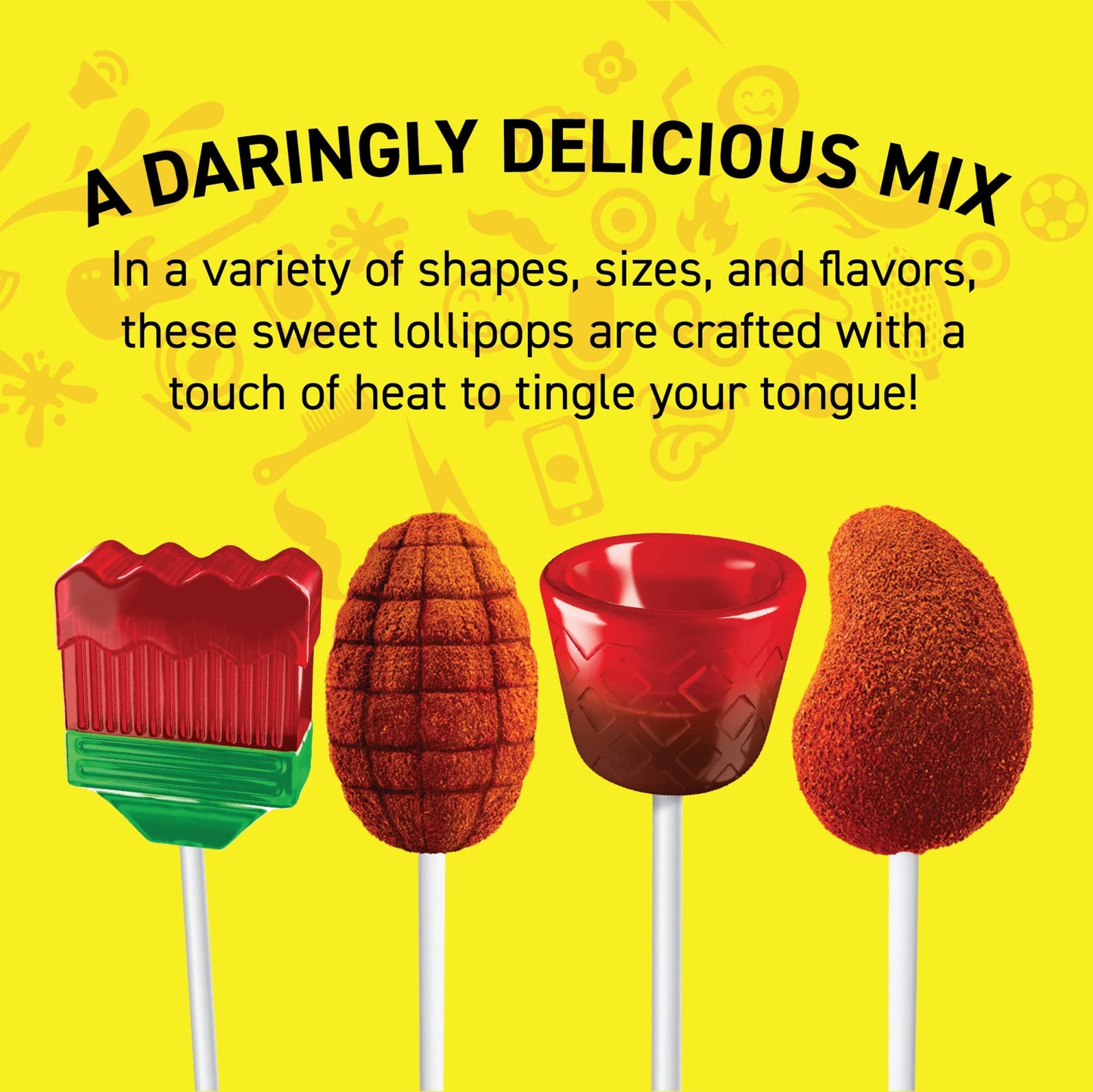 Vero Banda Fuego Mix Assorted Chili Lollipops, Artificially Flavored, 7 Bags, 40 Count Each, Net Weight Of 8 Pounds 15.5 Ounces
