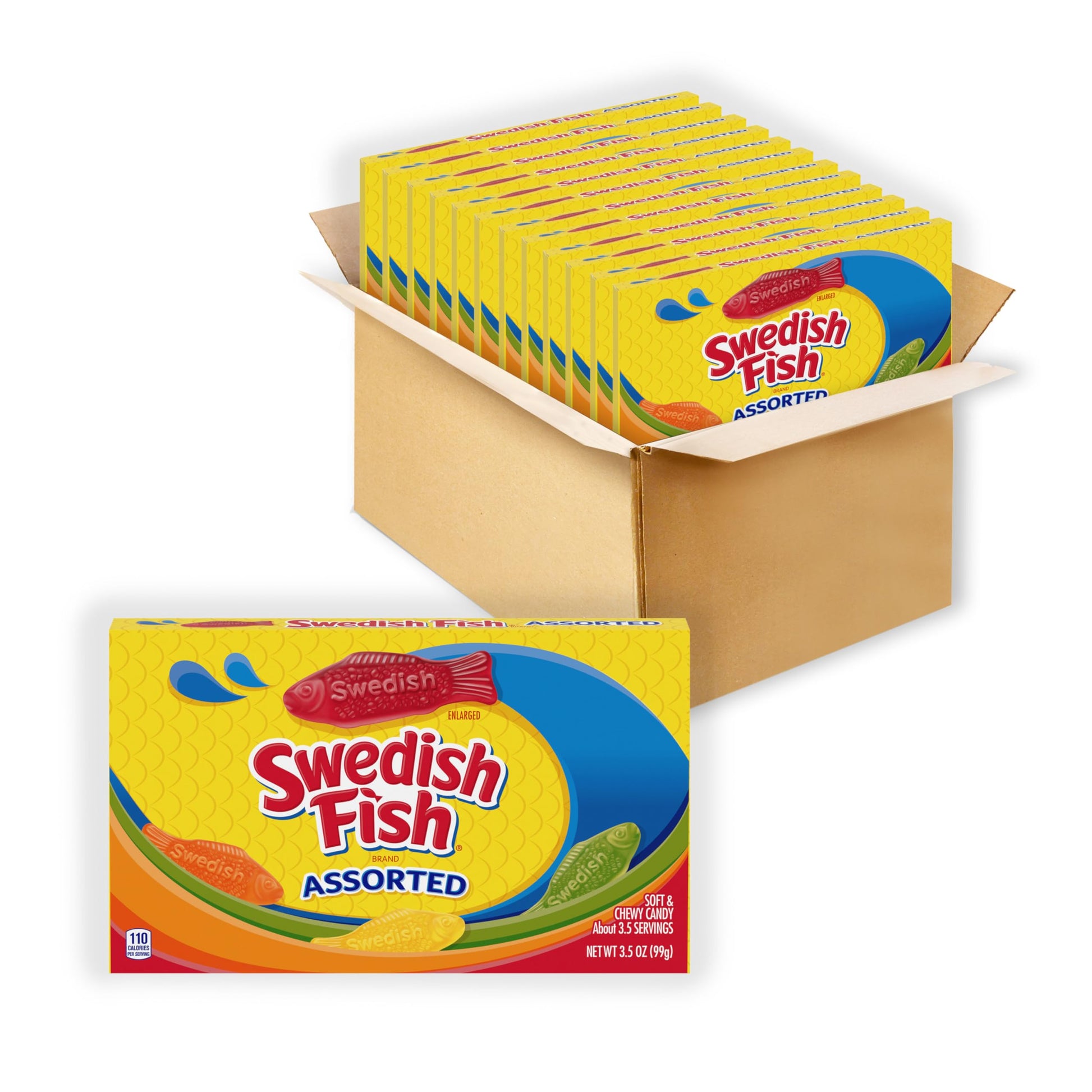 Swedish Fish Assorted Soft & Chewy Candy, Bulk Candy, 12 - 3.5 Oz Boxes
