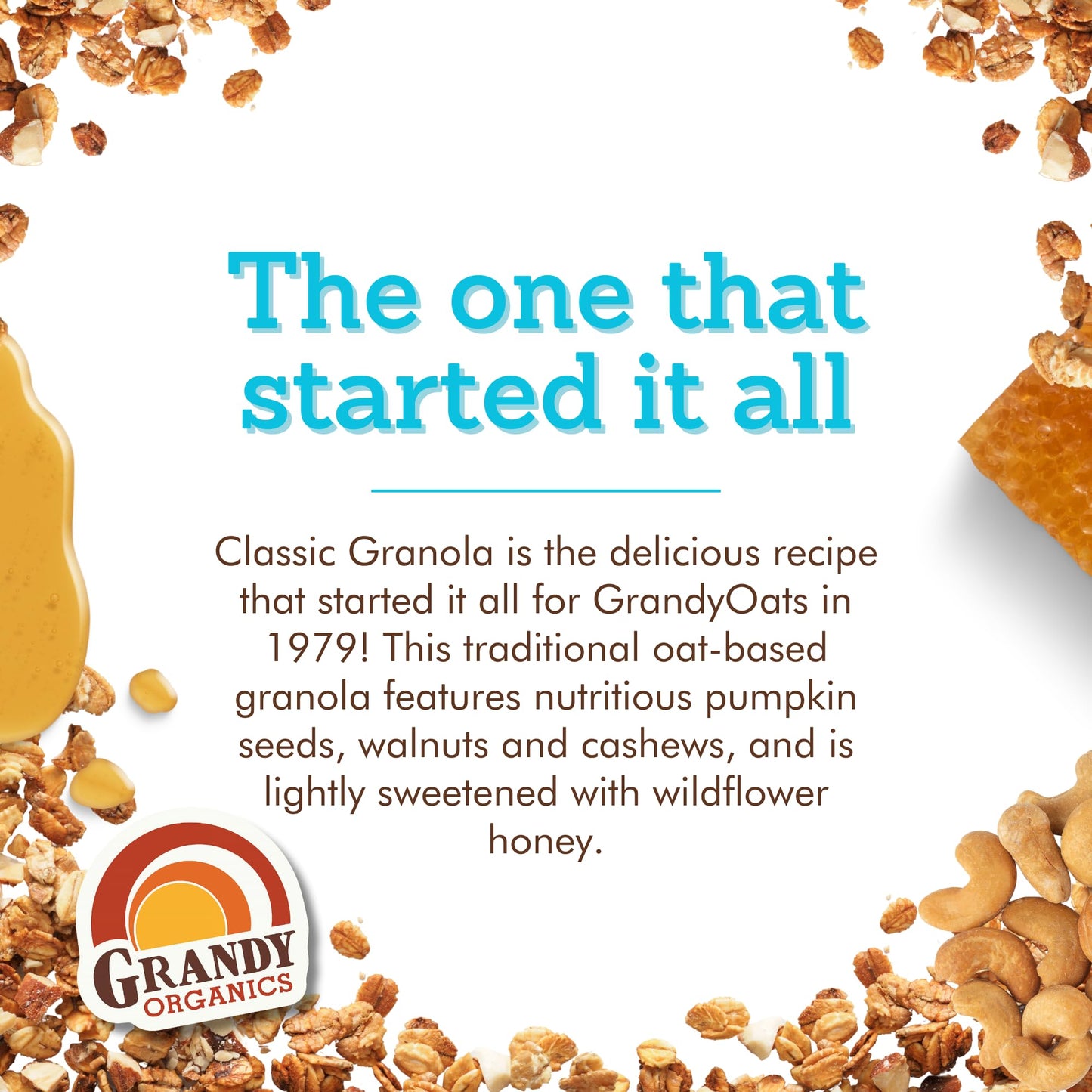 Grandy Organics Organic Granola - Low Sugar, High Protein, Non-GMO - 10lb Bulk Bag