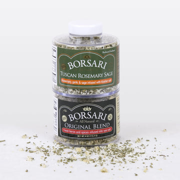 BORSARI Gourmet Seasoning Salt Blends - Original + Tuscan Rosemary Sage - 2 Piece Assortment