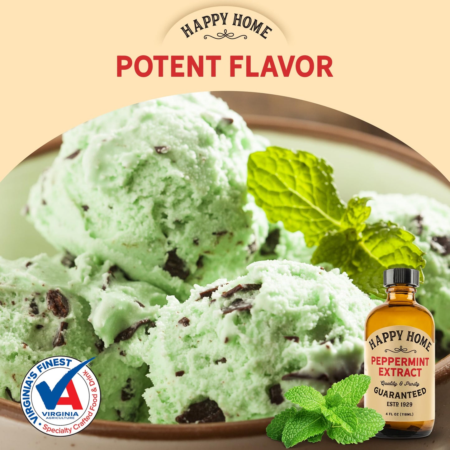 Happy Home Peppermint Extract, Natural Flavoring, 4 oz