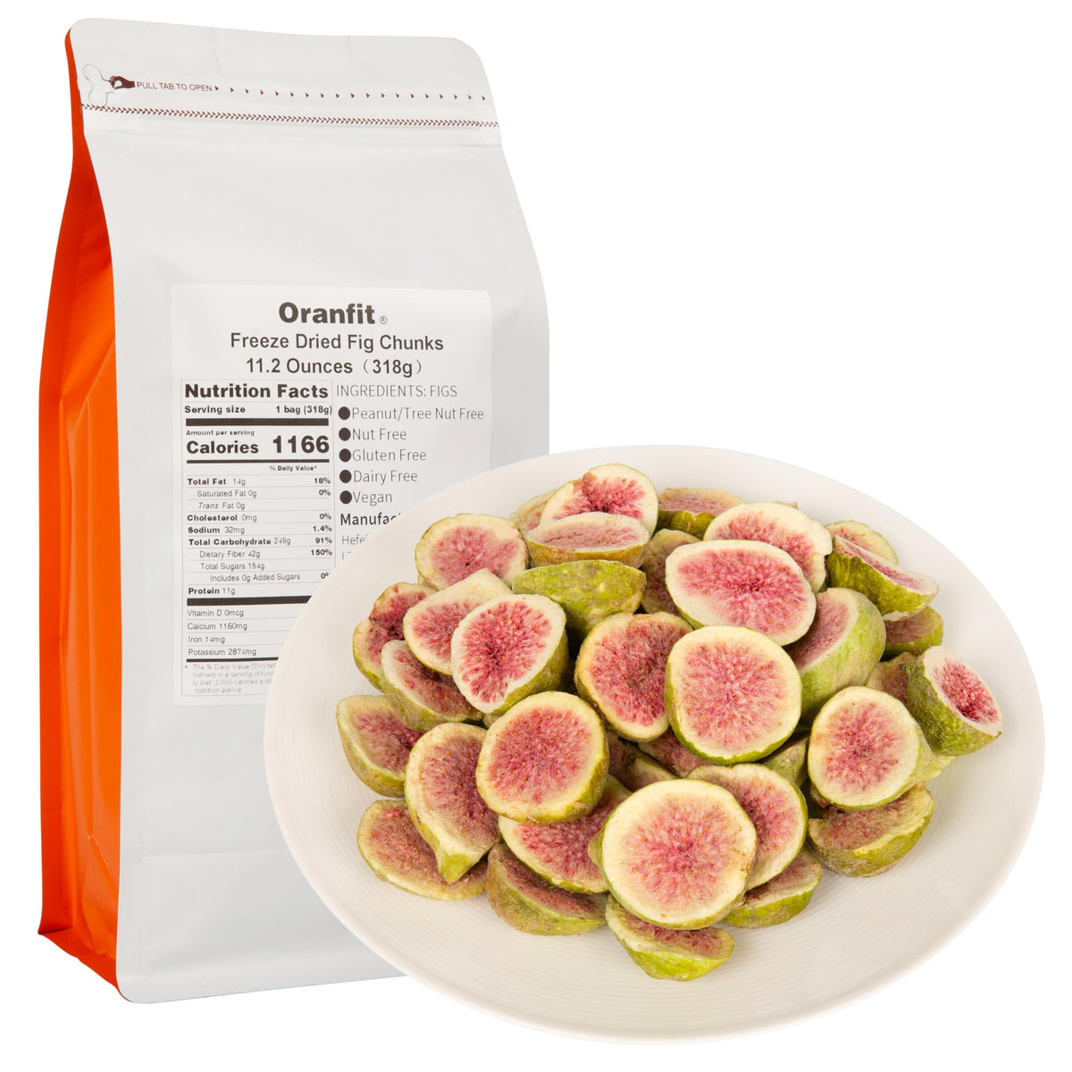 Oranfit Freeze-Dried Fig Chunks  11.2 Ounces/318G (75-105 Chunks)