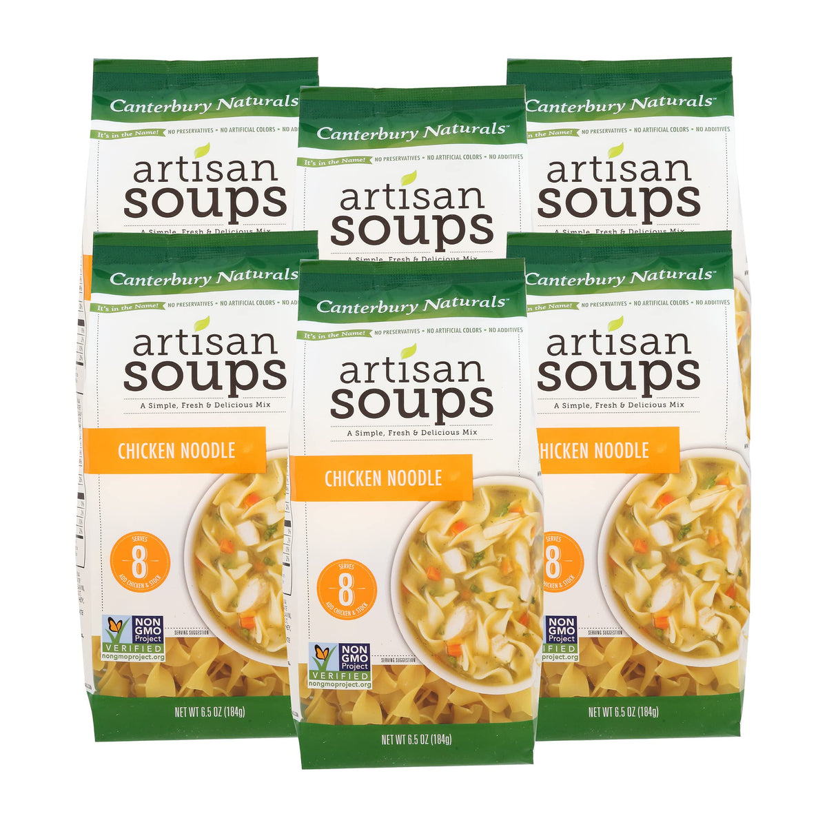 Canterbury Naturals Artisan Soup Mix, Chicken Noodle Soup Mix, Non-GMO, Makes 8 Servings, 6.5-Ounce Bag (Pack of 6)