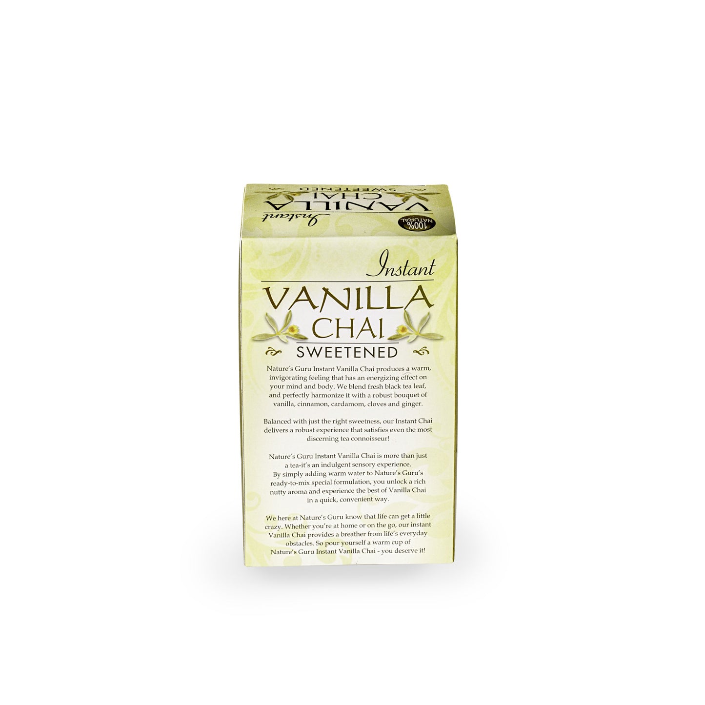 Natures Guru Instant Vanilla Chai Tea Drink Mix Sweetened, 10 Count (Pack of 1) Single Serve On-the-Go Drink Packets