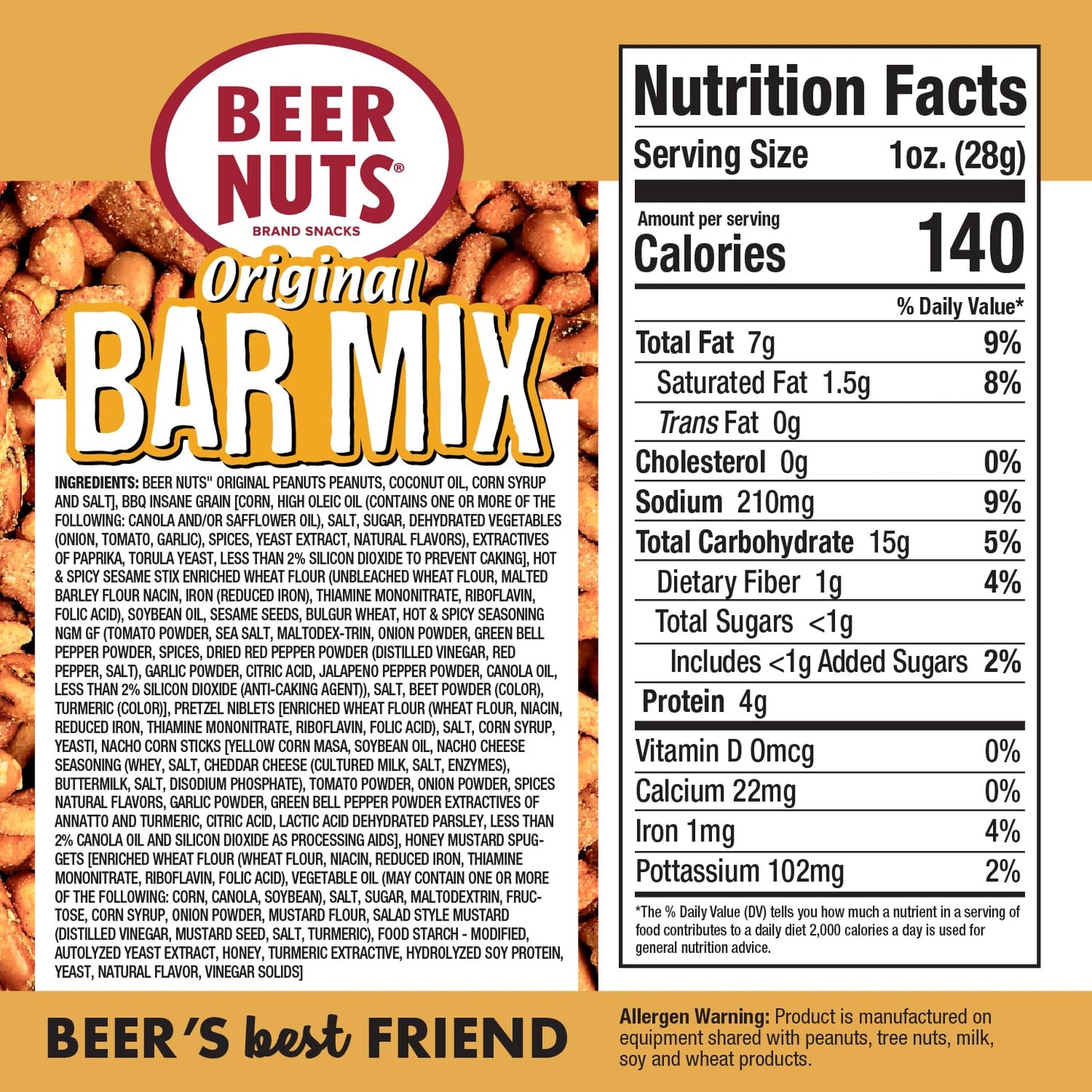 Malt-Inspired Nuts Original Bar Mix - Pretzels, Cheese Stix, Sesame Stix, Insane Grain - 20Oz Resealable Bag (Pack Of 1)