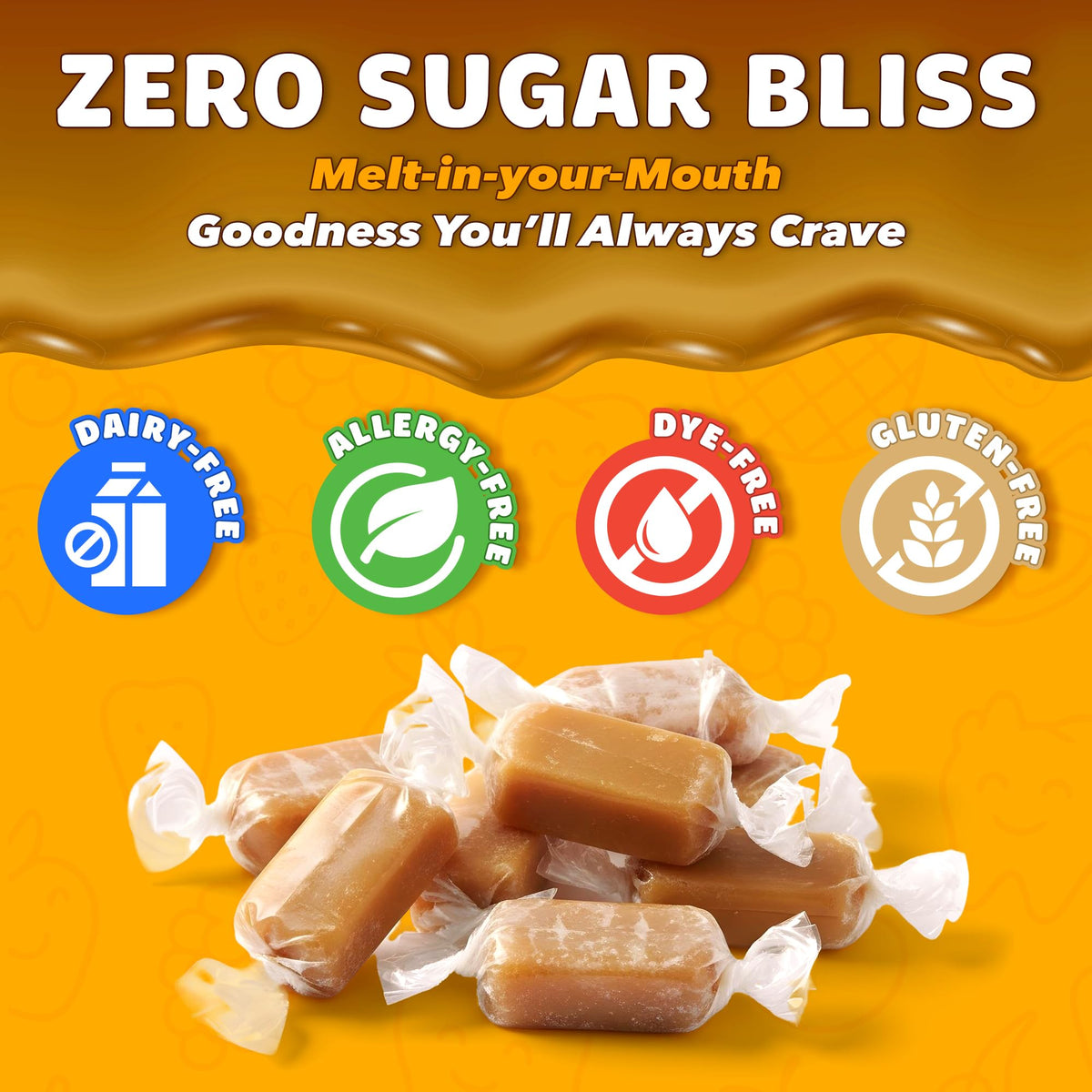 Zolli Caramelz Sugar-Free Candy - Creamy, Chewy, Dye-Free, Keto & Diabetic-Friendly Healthy Candy, Dentist-Approved Treats for K