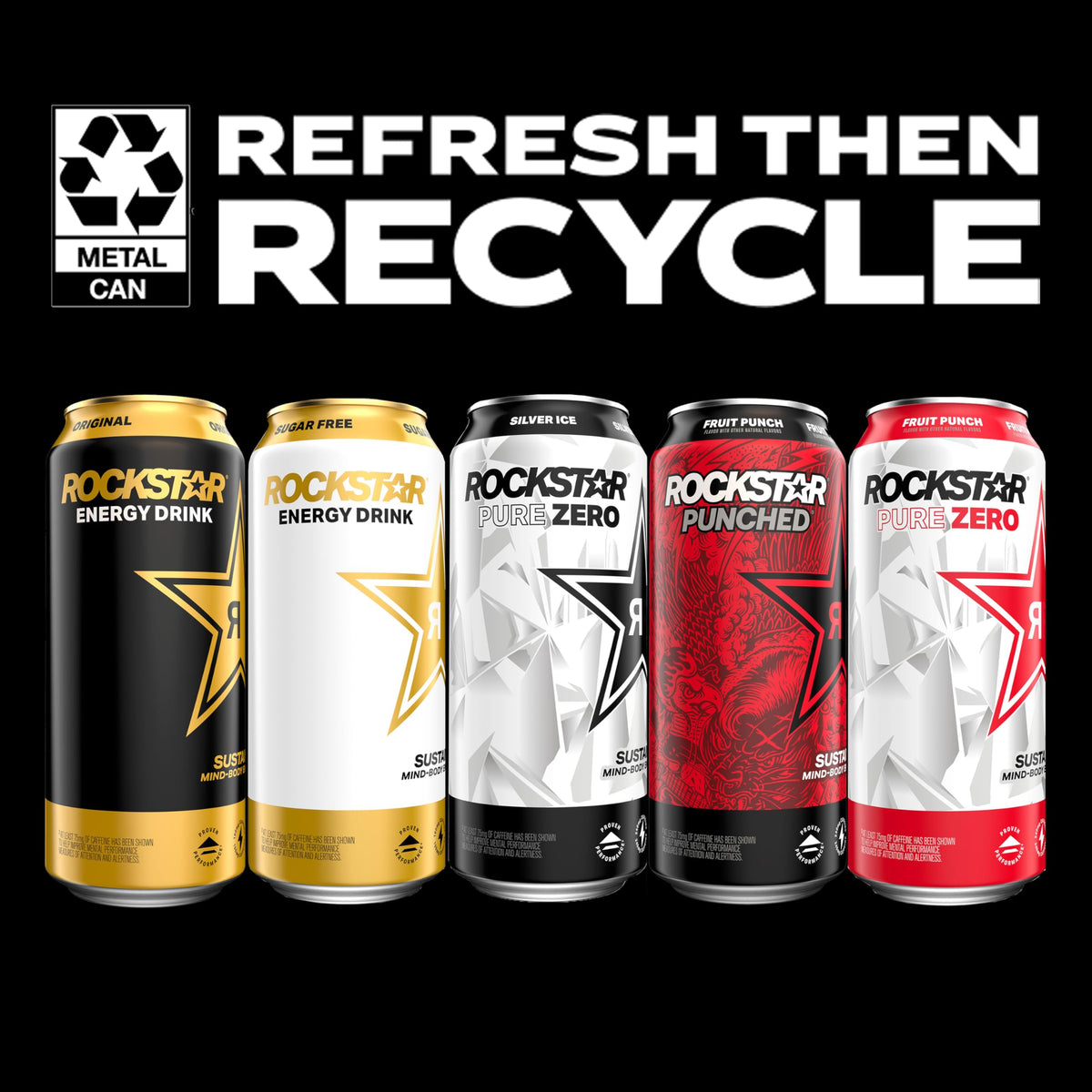 Rockstar Pure Zero Energy Drink Variety Pack, 0 Sugar, Caffeine, 16oz Cans, Assorted Flavors, 12 Pack
