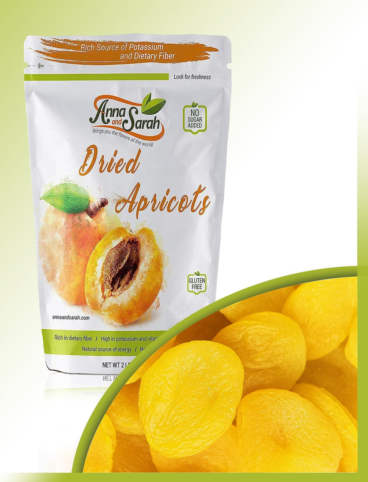 Anna and Sarah Dried Turkish Apricots in Resealable Bag, 3lbs 1 Pack