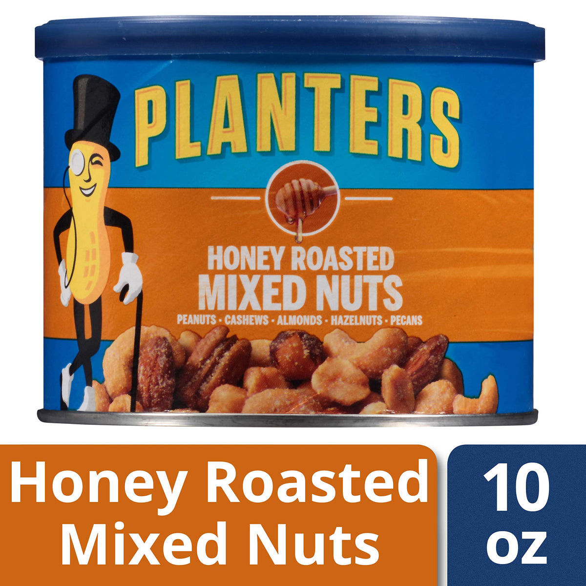 Planters Honey Roasted Mixed Nuts, 10.0 Oz Canister (Pack Of 4)