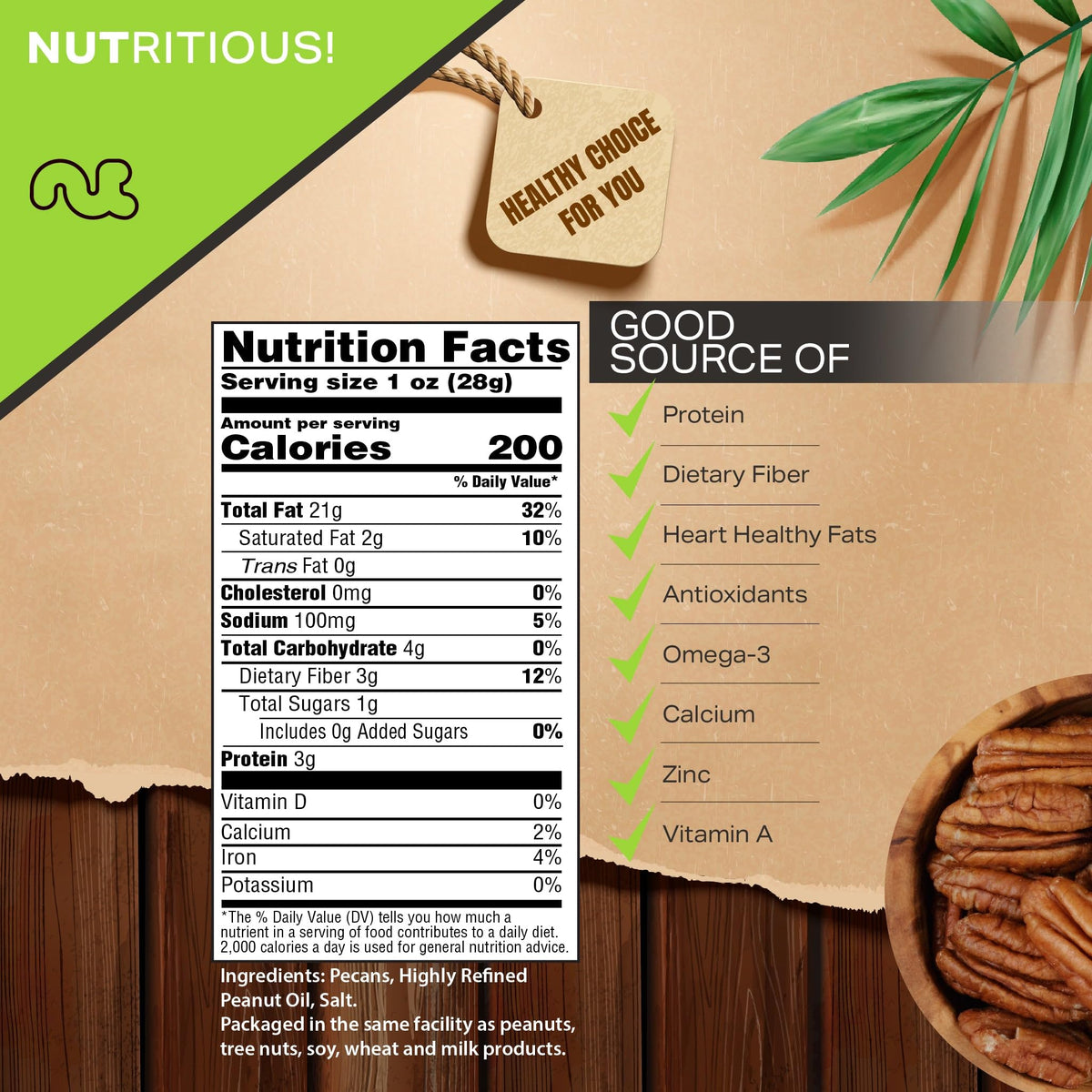 Nut Cravings - Pecans Halves, Roasted & Salted, No Shell (16Oz - 1 Lb) Bulk Nuts Packed Fresh In Resealable Bag - Healthy Protei