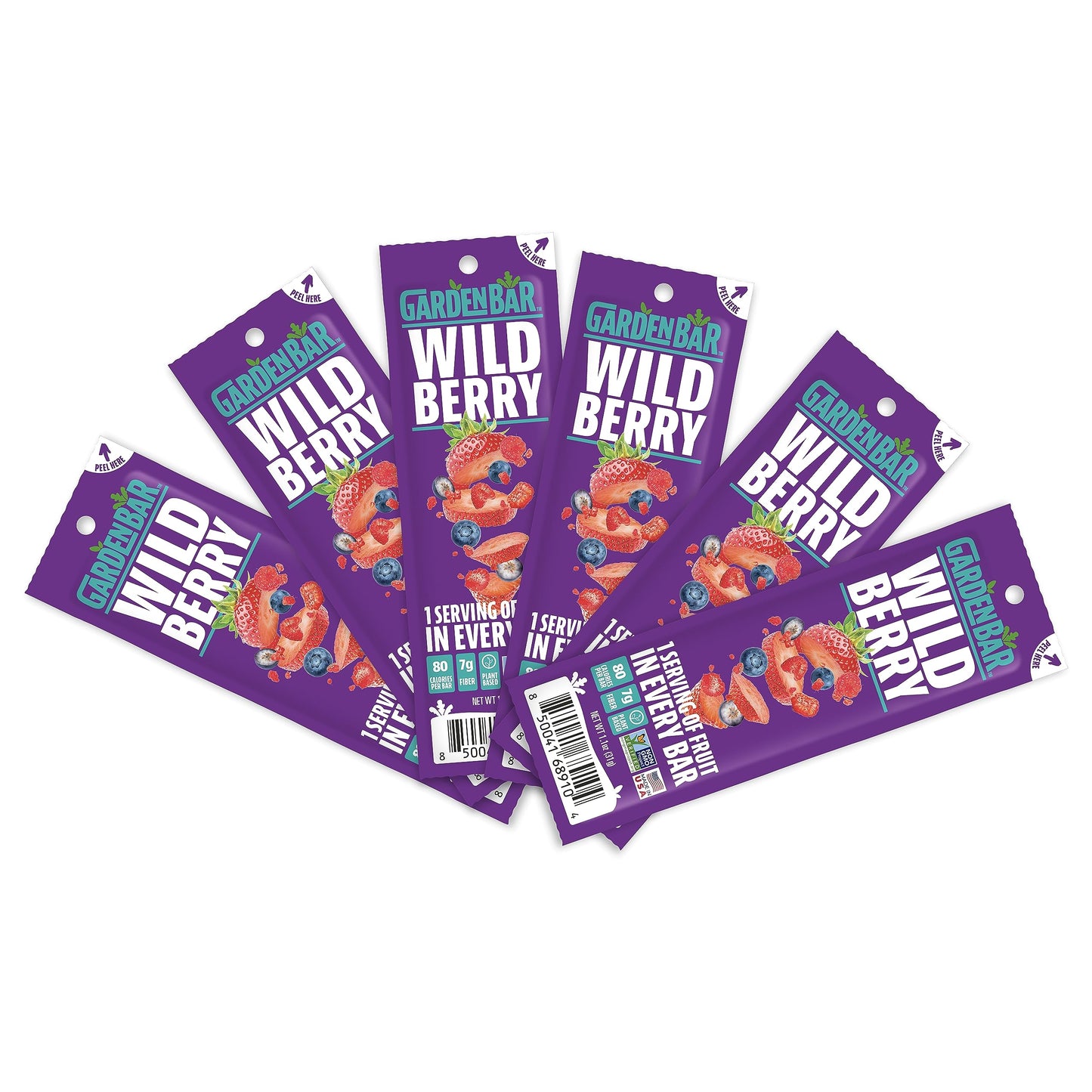 Garden Bar Wildberry Fruit | Healthy Natural Fruit Leather Jerky | Gluten Free, Vegan, Non Gmo, High Fiber Snack | 6 Count