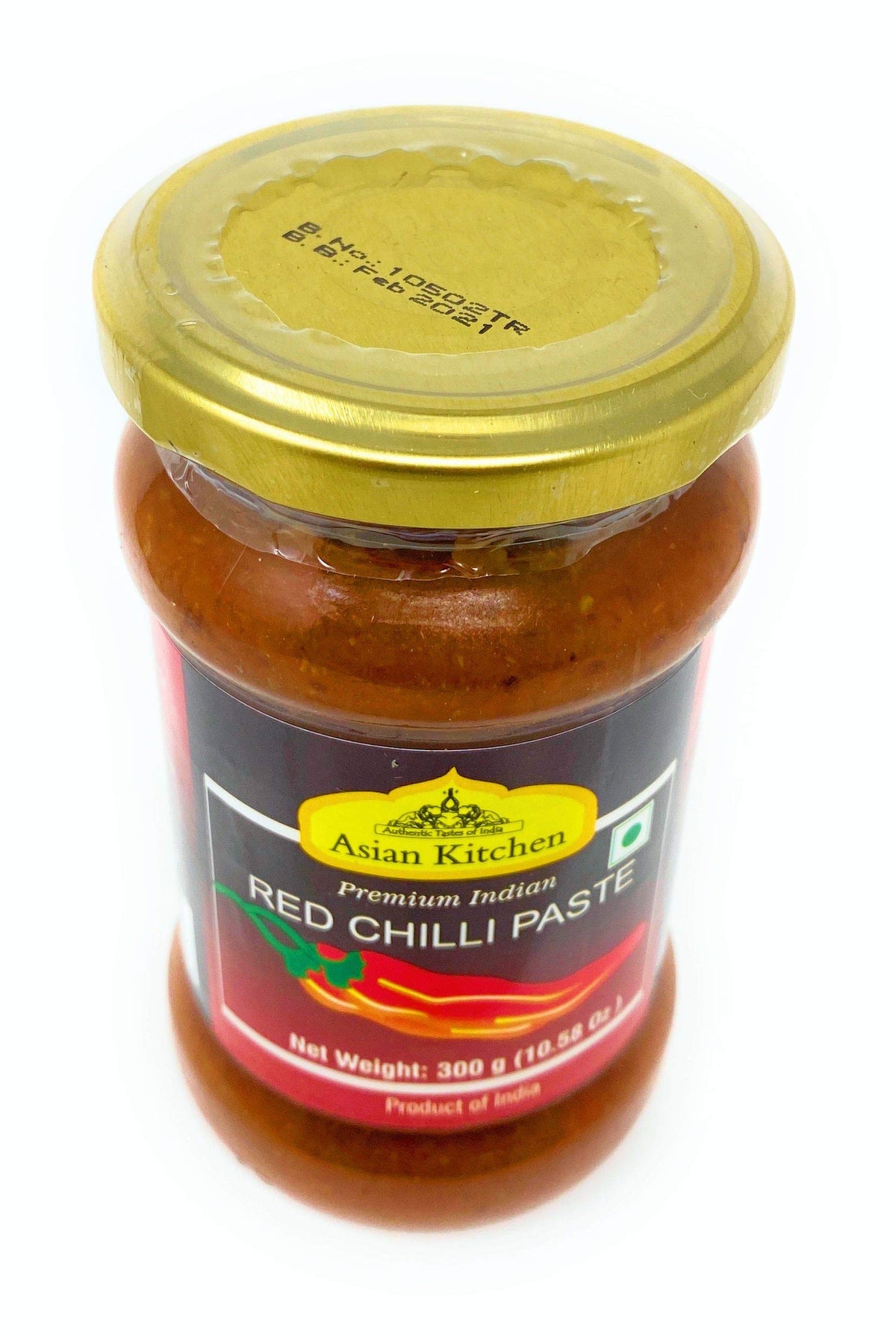 Asian Kitchen Red Chilli Cooking Paste 10.58Oz (300G) Glass Jar ~ Vegan | Gluten Free | Non-Gmo | No Colors | Indian Origin