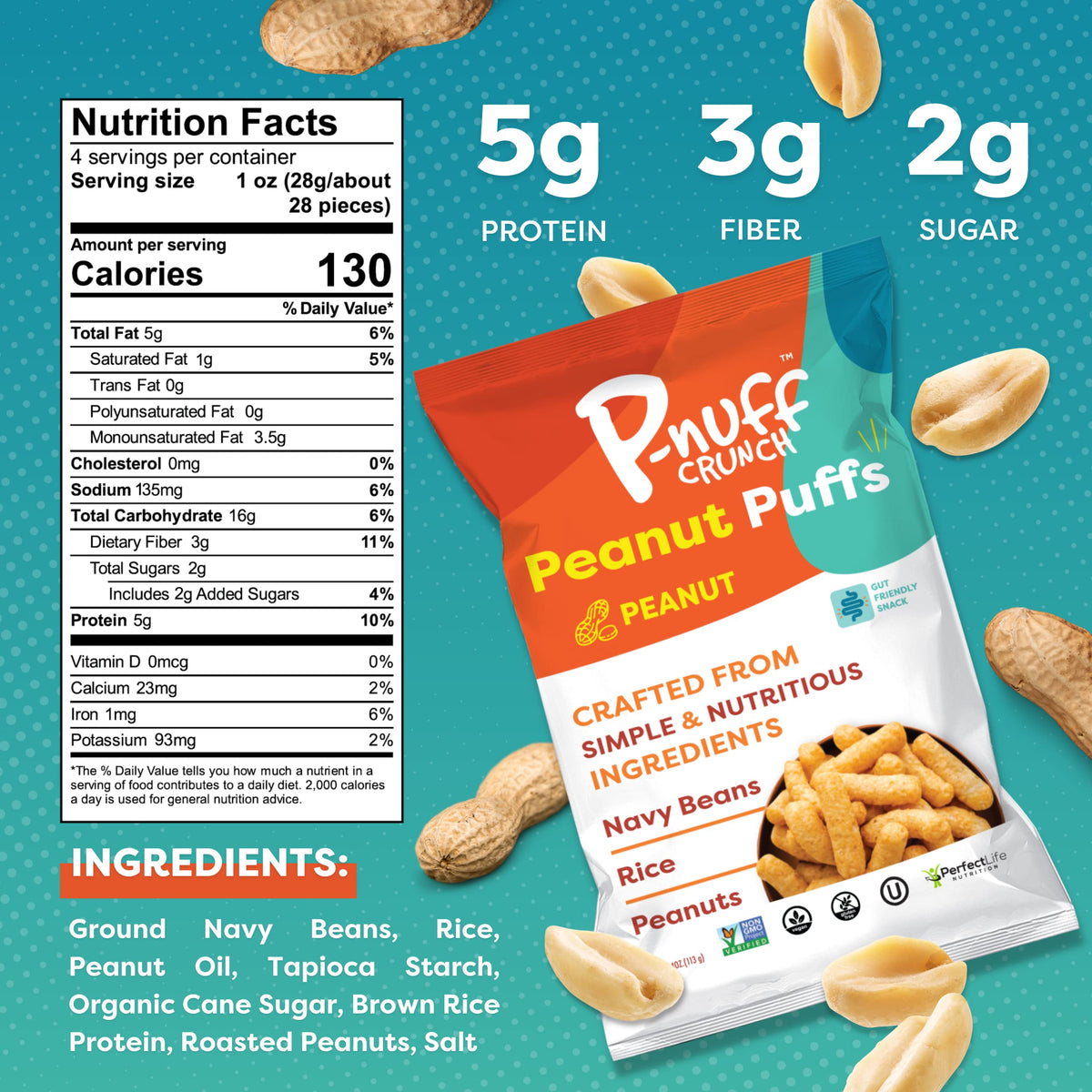 Pnuff Crunch | Peanut Protein Puffs - Variety Pack (6 x 4 oz Bags) | High Protein, Low Sugar, Plant-Based, Gluten-Free, Clean In