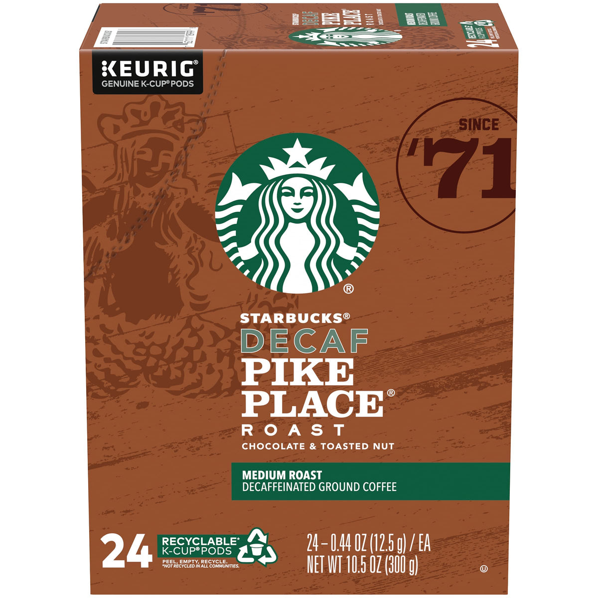 Starbucks Decaf Coffee K-Cup Pods, Pike Place, 24 Ct (Pack Of 2)