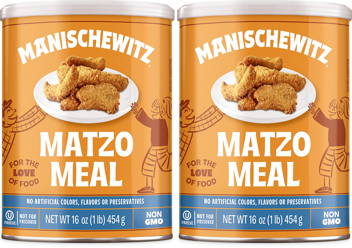 Manischewitz Matzo Meal Daily Canister, 1 Pound (Pack of 2)