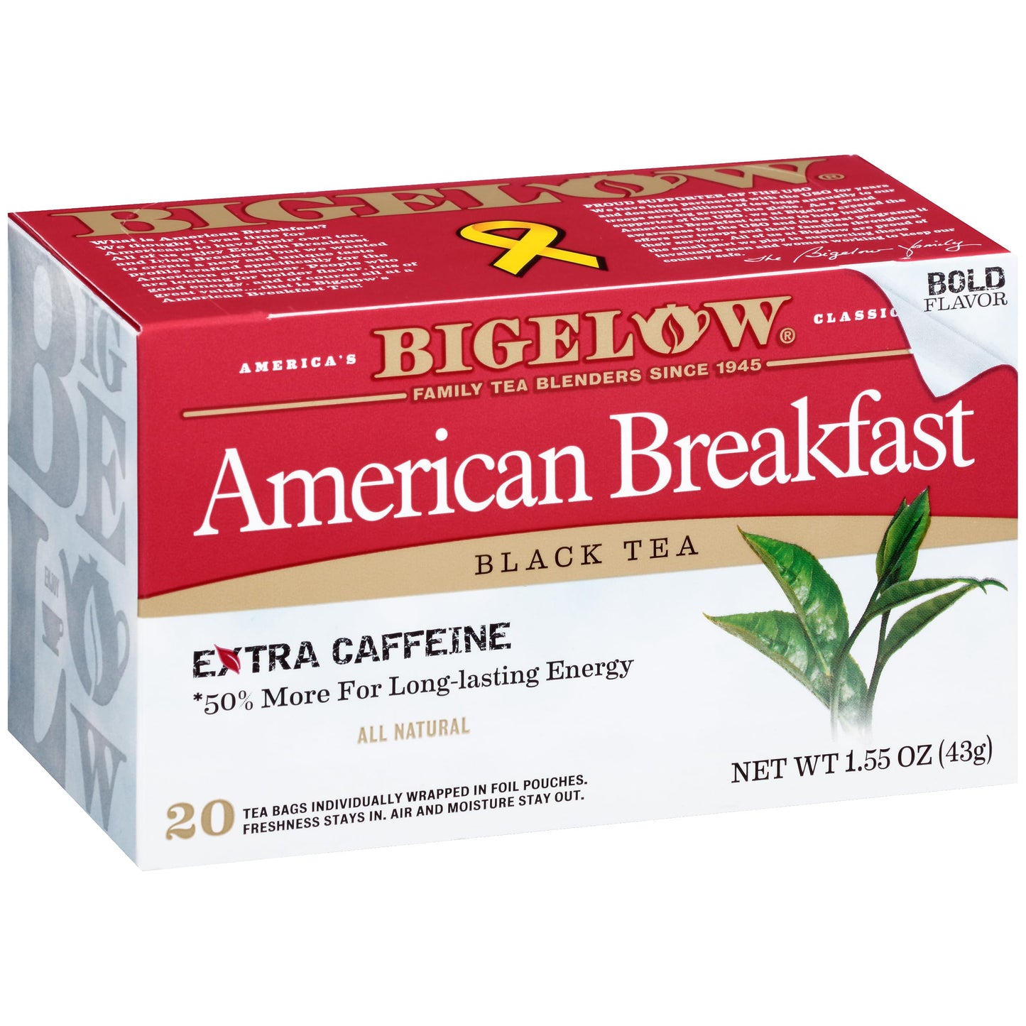 Bigelow Tea American Breakfast Black Tea Bags, Caffeinated, 20 Count Box (Pack of 6), Total 120 Tea Bags