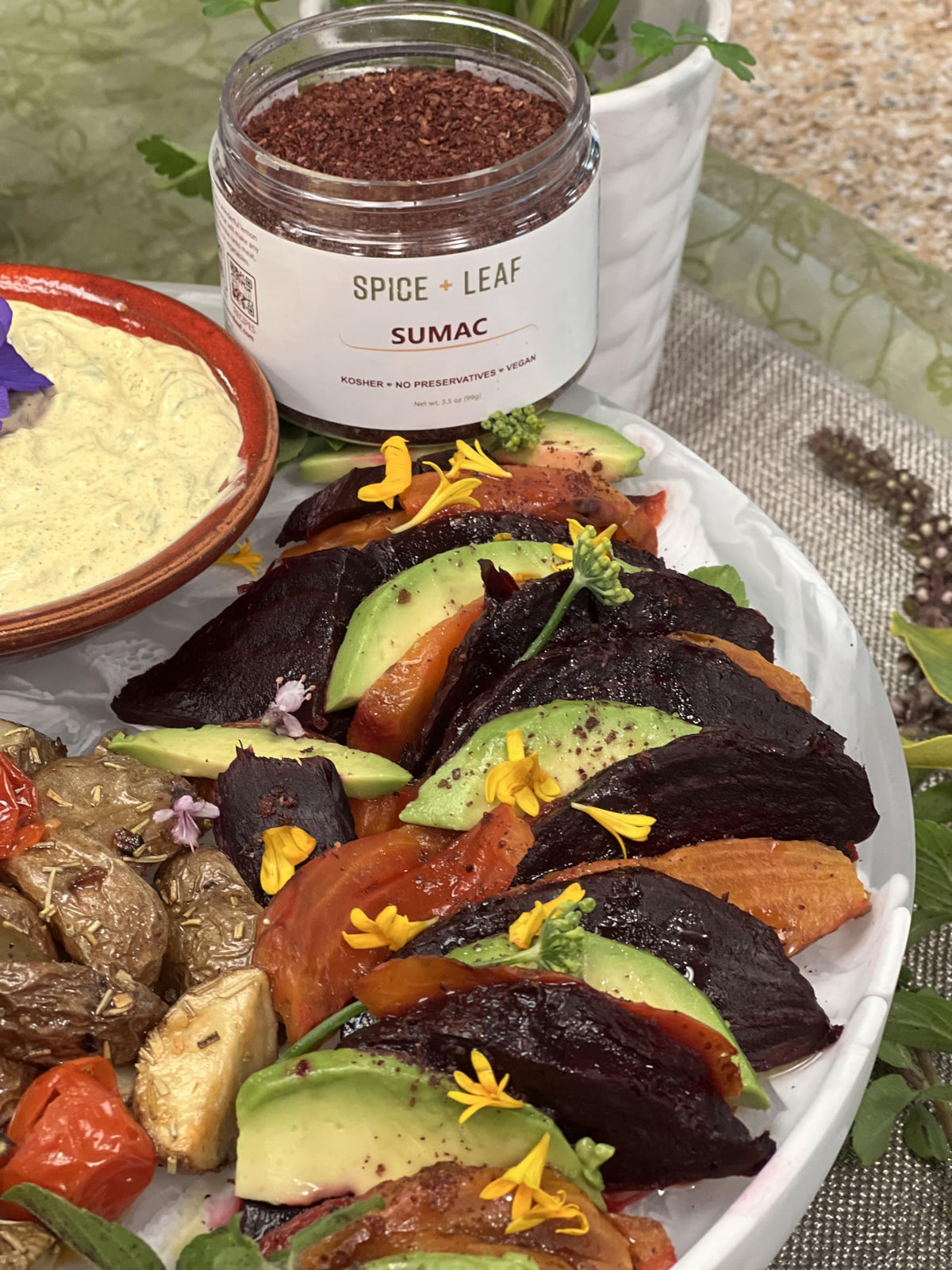 Premium Ground Sumac Spice By Spice + Leaf - Vegan Kosher Preservative Free Red Middle Eastern Ground Herb, 3.5 Oz.