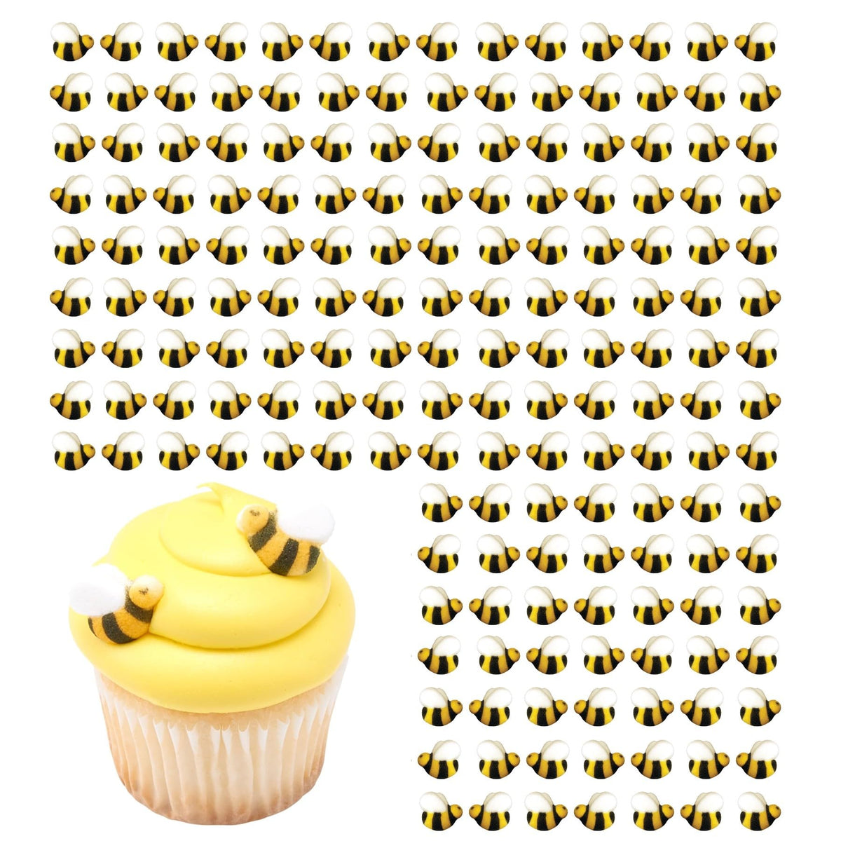 Lucks Dec-Ons Decorations Molded Sugar/Cup-Cake Topper, Bumble Bees Assortment, 1 Inch, 176 Count