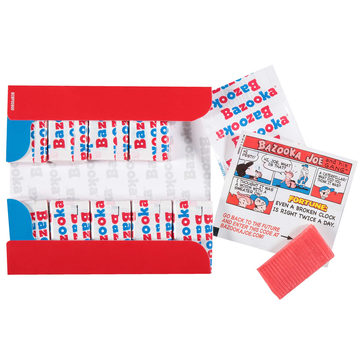 Bazooka Bubble Gum 10 Piece Wallet Pack (Pack of 12) Individually Wrapped Pink Chewing Gum in Original Flavor - Fun Old Fashione