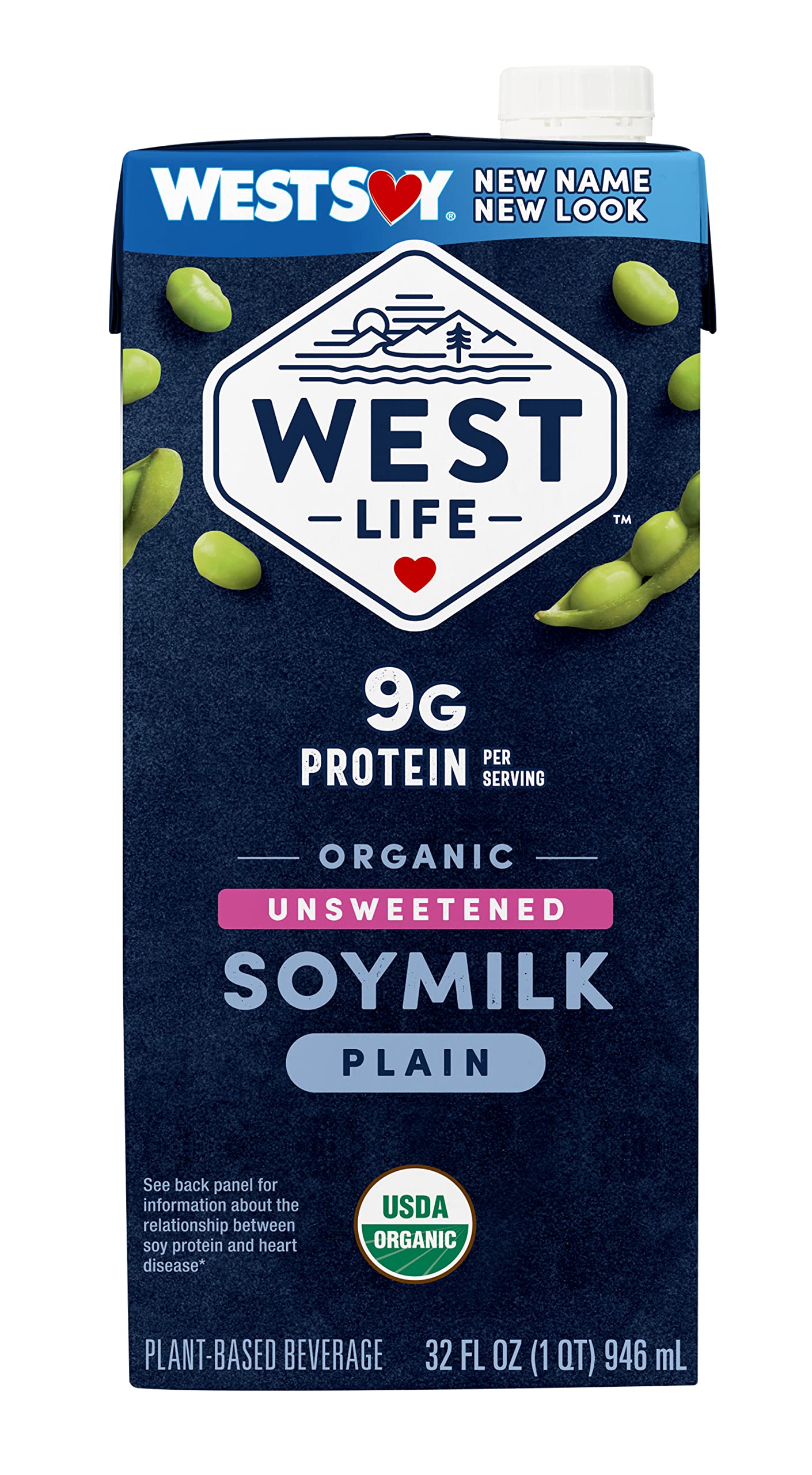 Westsoy Organic Unsweetened Soy Milk, Vegan, Low Sugar, 32oz (Pack of 12)