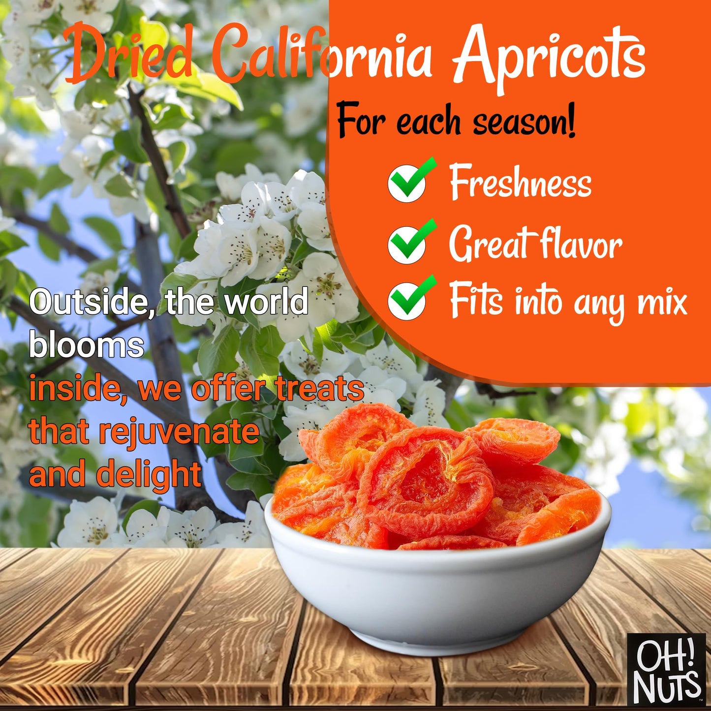 Apricots California | 1 lb - Dried Fruit | Less Sugar Added | Dehydrated Fruit Bites | Packed In New York Zip-Seal Bag For Excep