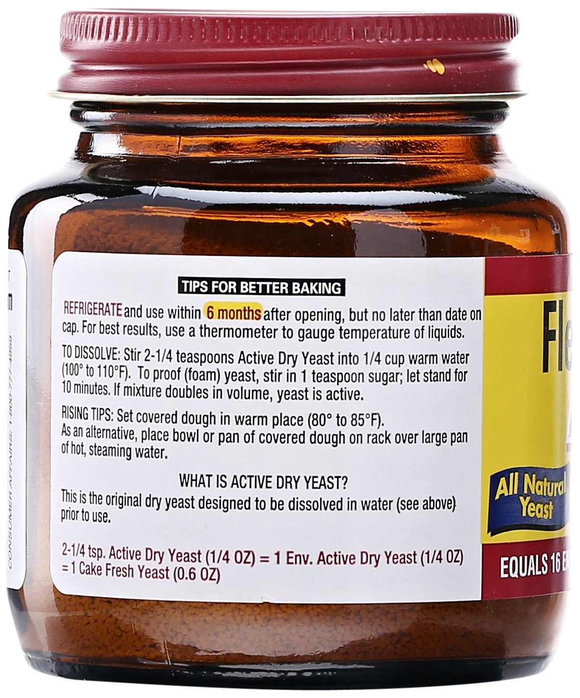 Fleischmann's Active Dry Yeast, The original active dry yeast, Equals 16 Envelopes, 4 oz Jar (Pack of 2)
