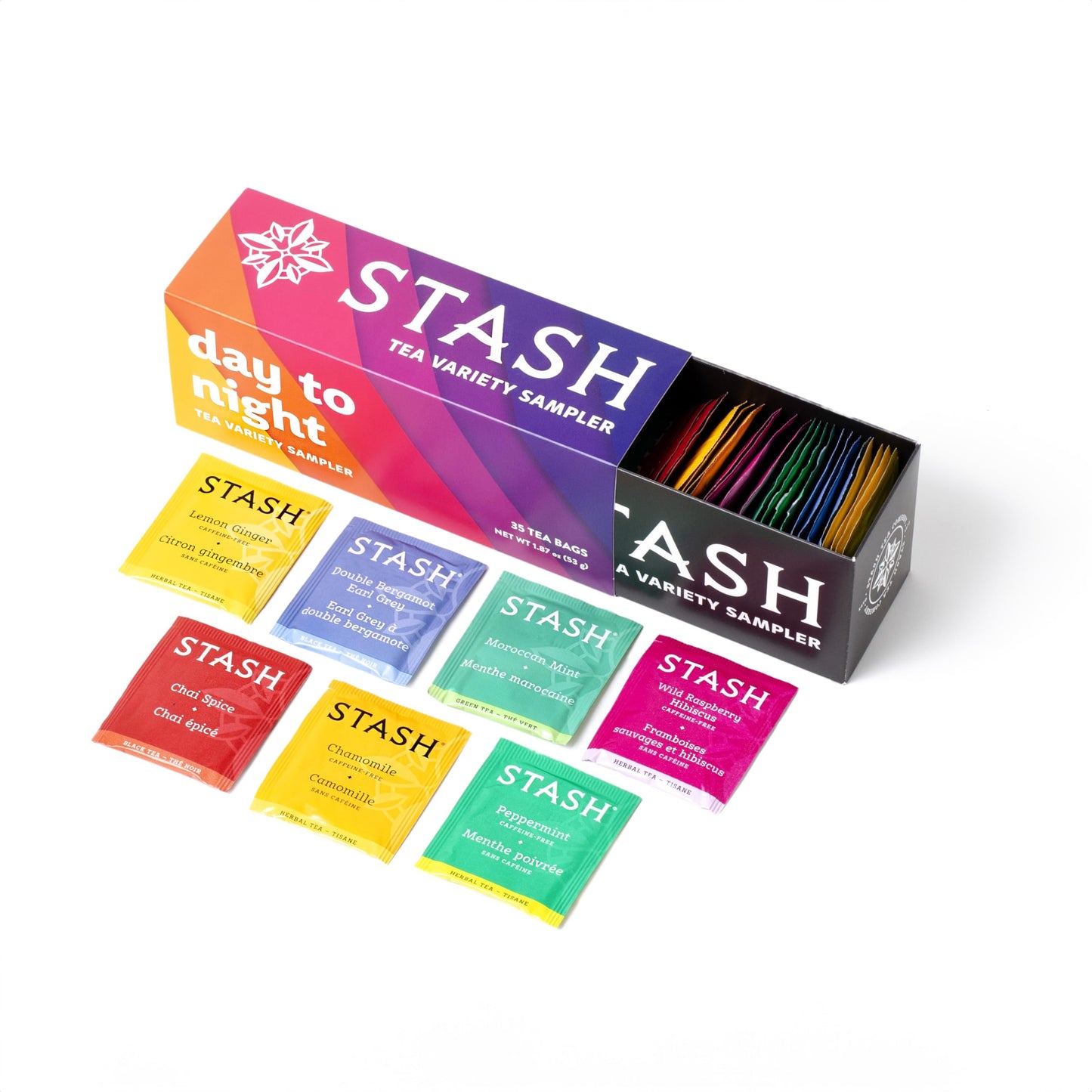 Stash Tea Day to Night Sampler - Assorted Specialty Teas, 7 Flavors, 35 Count