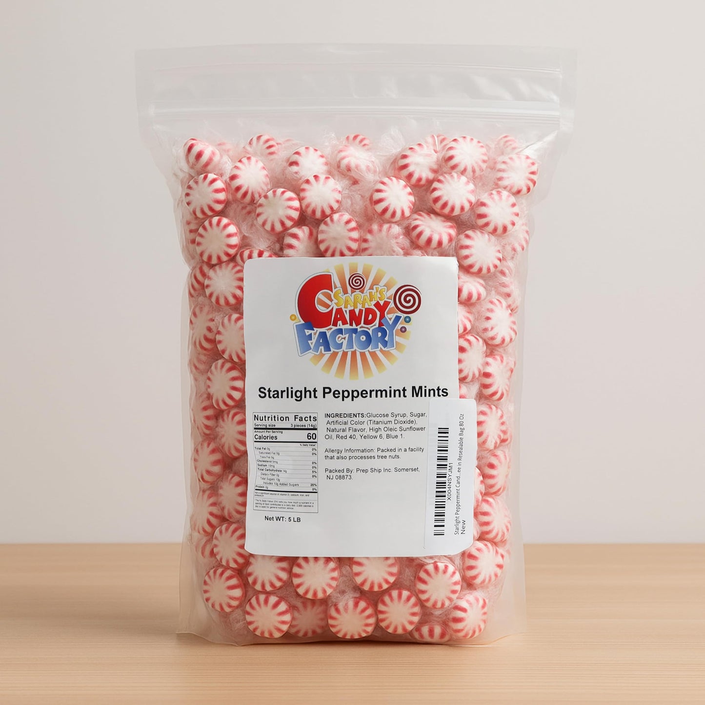 Starlight Peppermint Candy Bulk - 5 Pound - Bulk Candy Peppermint Mints Individually Wrapped - Holiday Mints - Hard Candy Gluten
