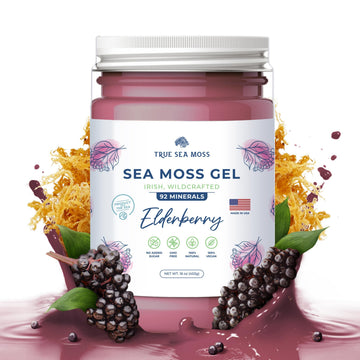 TrueSeaMoss Wildcrafted Irish Sea Moss Gel - Made with Dried Seaweed & Fresh Sea Vegetables, Seamoss - Made in USA (Elderberry, 