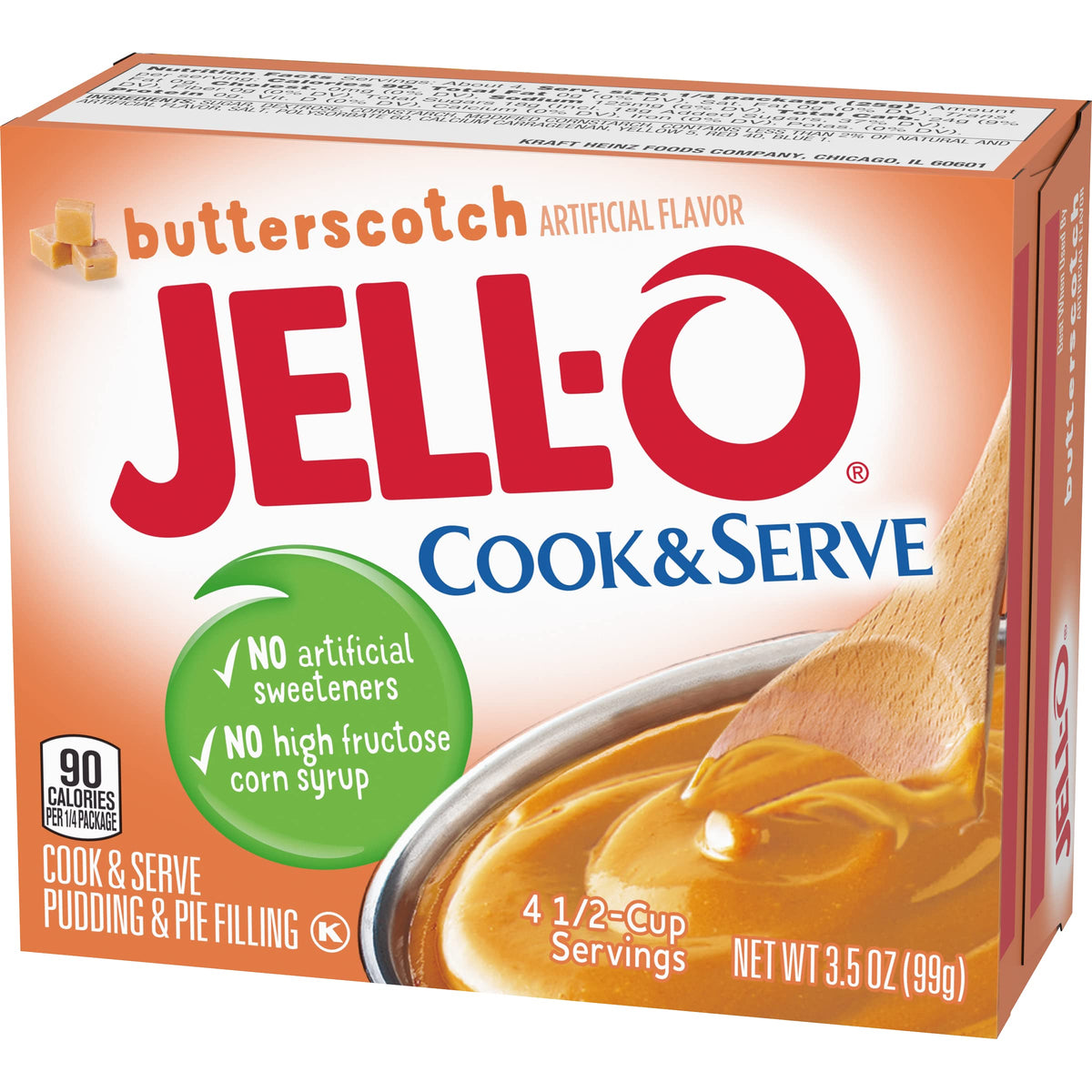 Jell-O, Cook & Serve, Pudding & Pie Filling, Butterscotch, 3.5Oz Box (Pack Of 4)