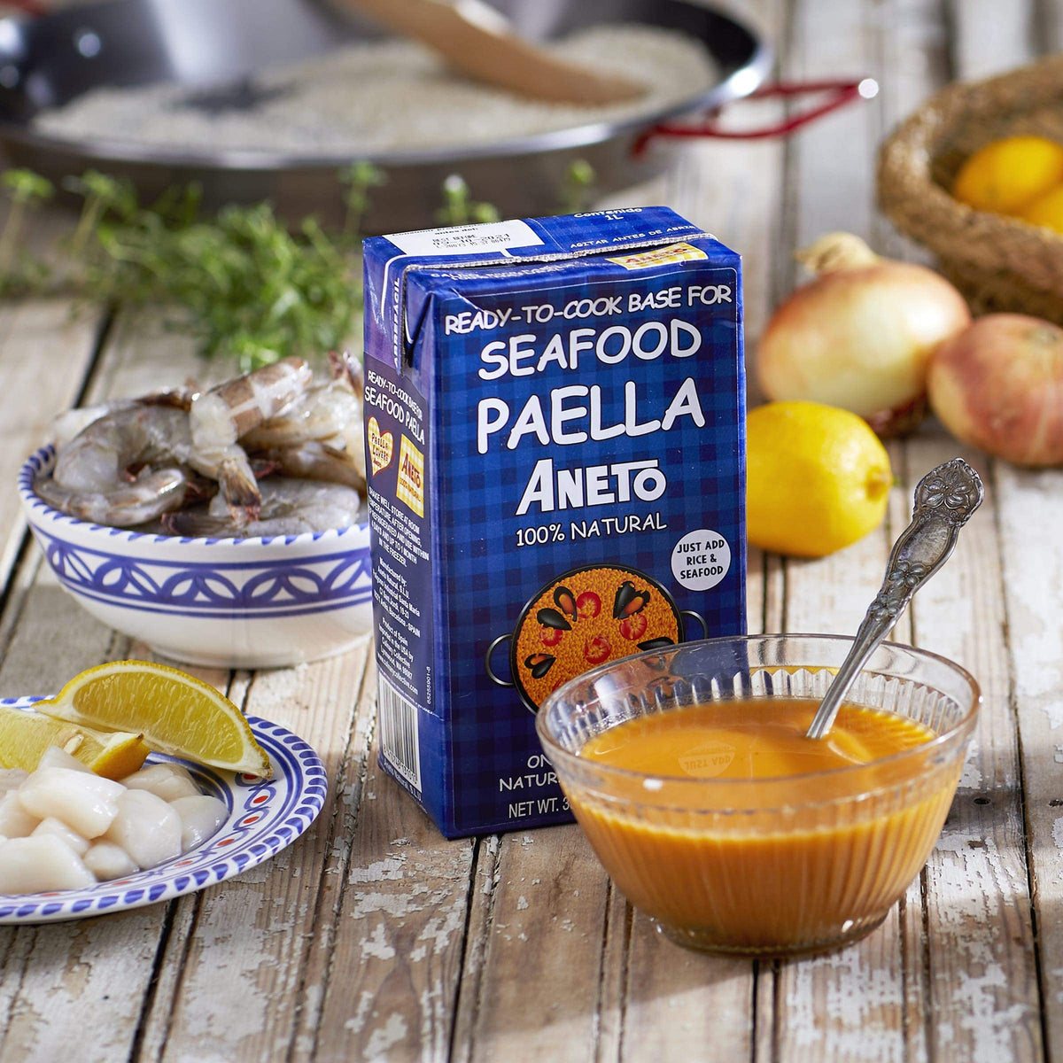 Aneto Seafood Paella Cooking Base Broth, 33.83 Fluid Ounce (6 Pack)