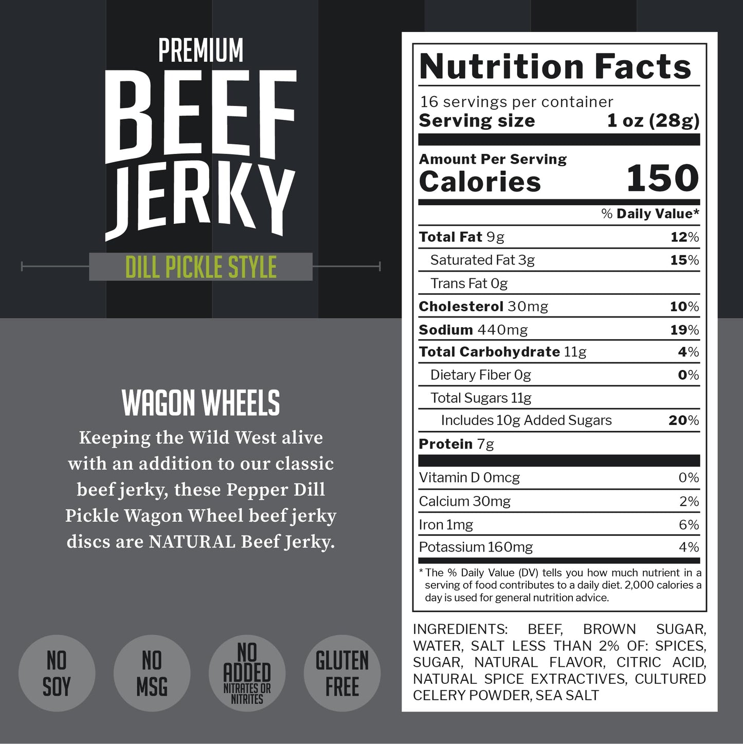 Top Notch Jerky Wagon Wheels Beef Jerky - High Protein Snack for Kids & mature-themeds - 16 Ounce Pack - Pepper Dill Pickle Flavor