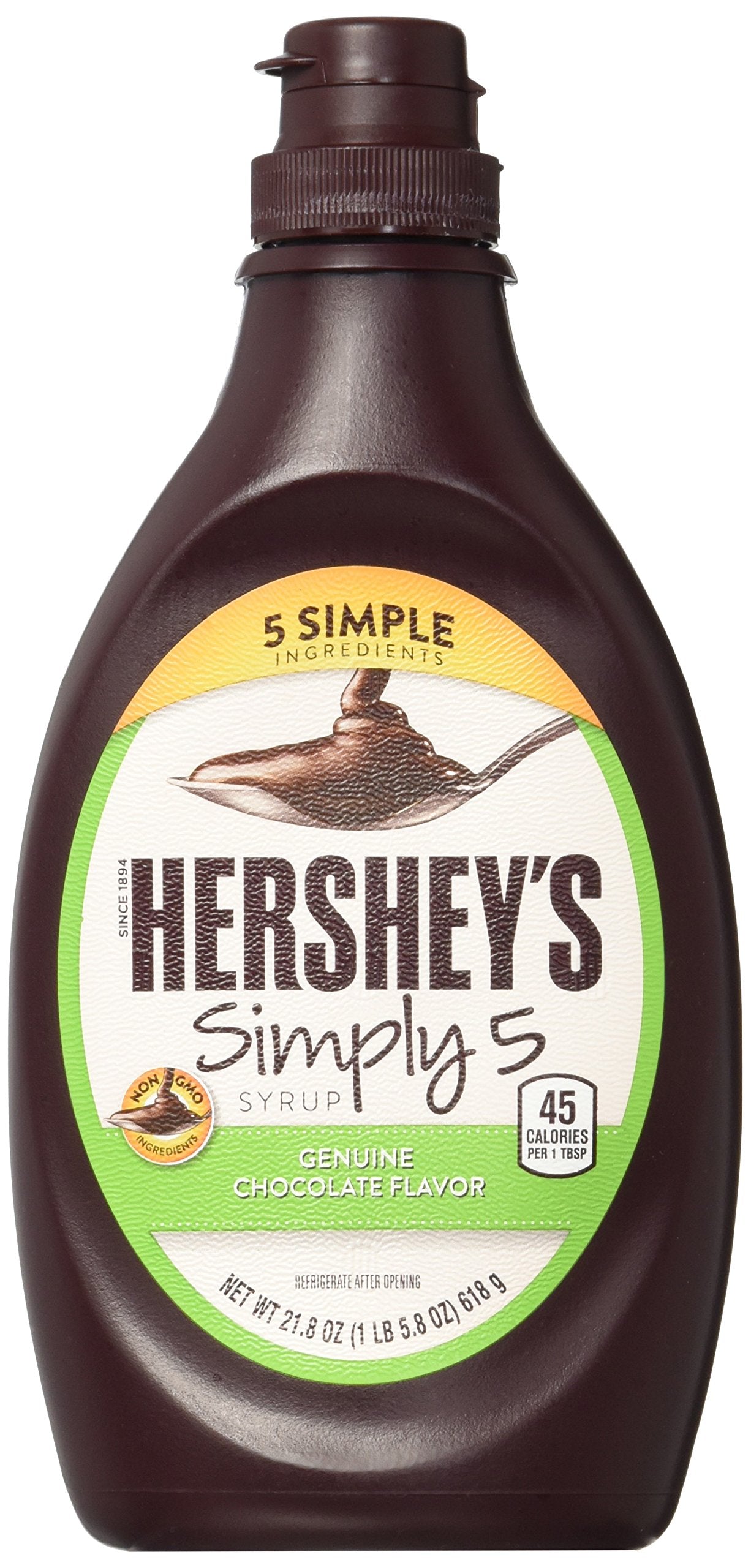 HERSHEYS Simple 5 Chocolate Syrup Bottle, 21.8 oz