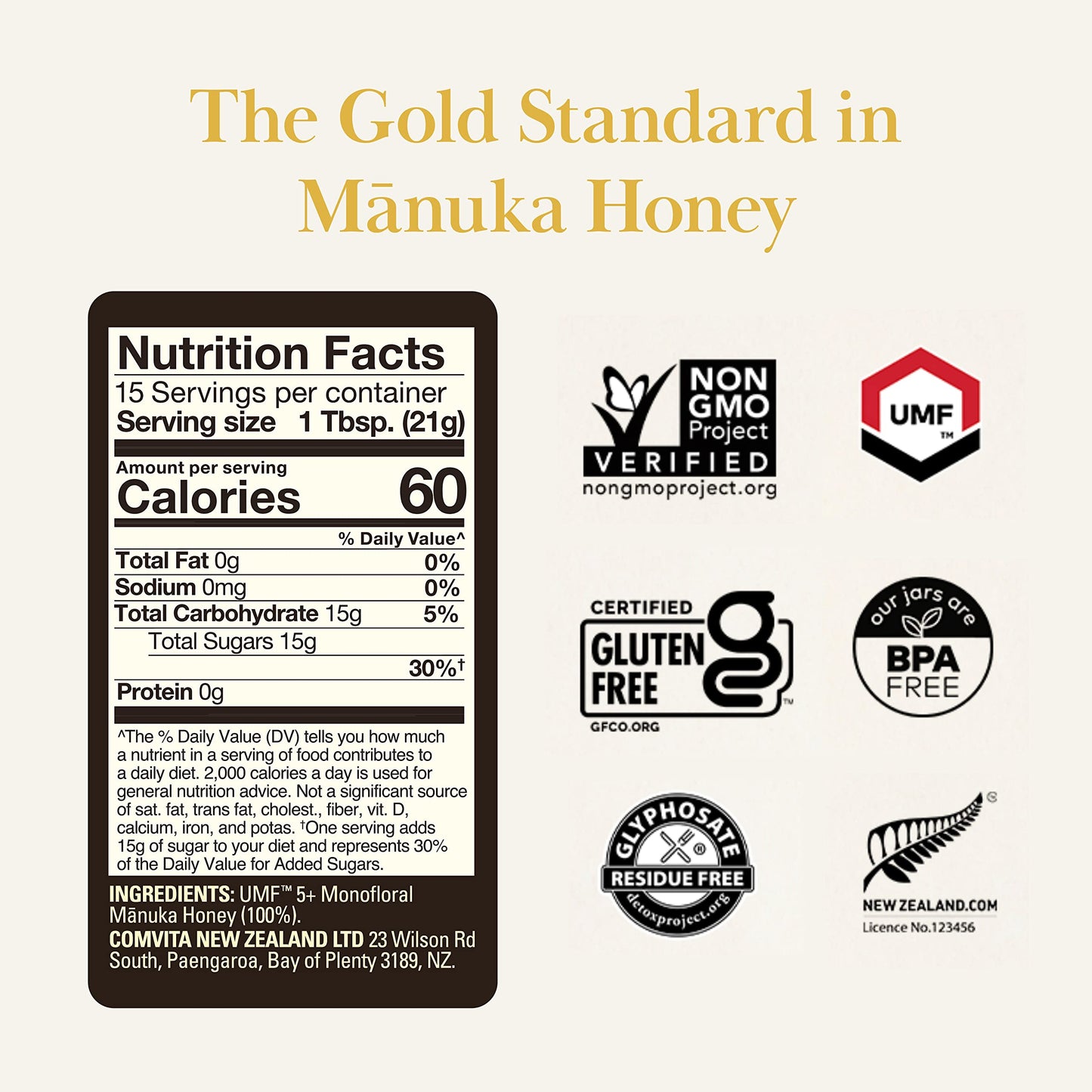 Comvita Manuka Honey (Umf 5+, Mgo 83+) | New Zealands #1 Manuka Brand | Raw, Wild, Non-Gmo | Superfood For Daily Vitality | 11 O