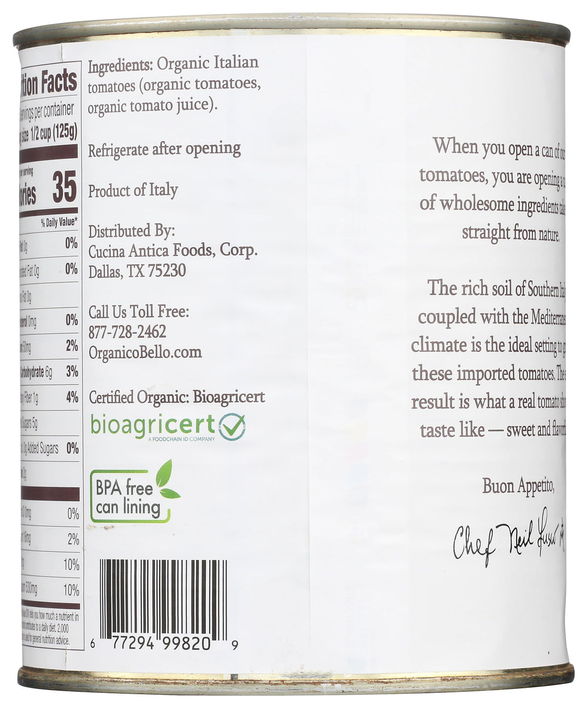 ORGANICO BELLO Organic Whole Tomatoes, 28 OZ