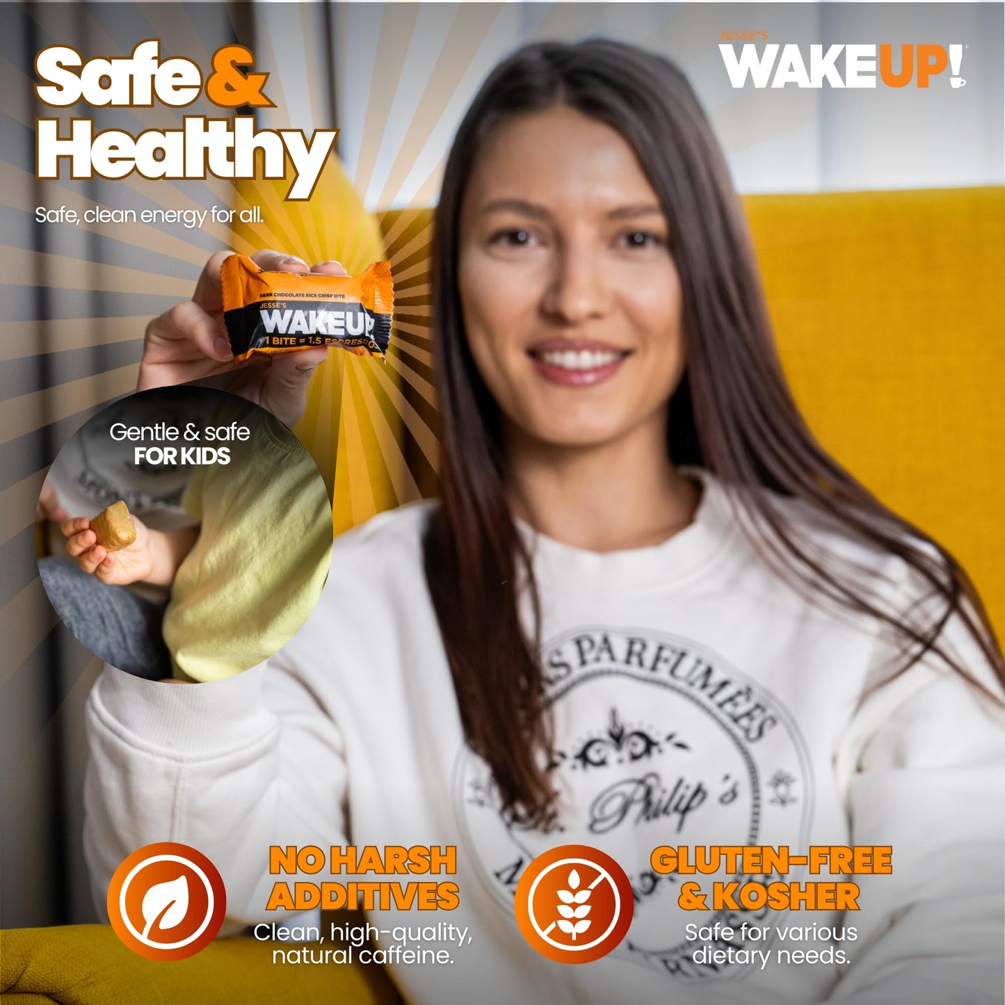 Wake Up! Energy Bites – Dark Chocolate – 8 Pack | 1 Bite = 1.5 Espressos (175Mg Clean Caffeine) | Vegan, Gluten-Free, Kosher | Smooth Focus & Crash-Free Energy For Work, Study & Fitness