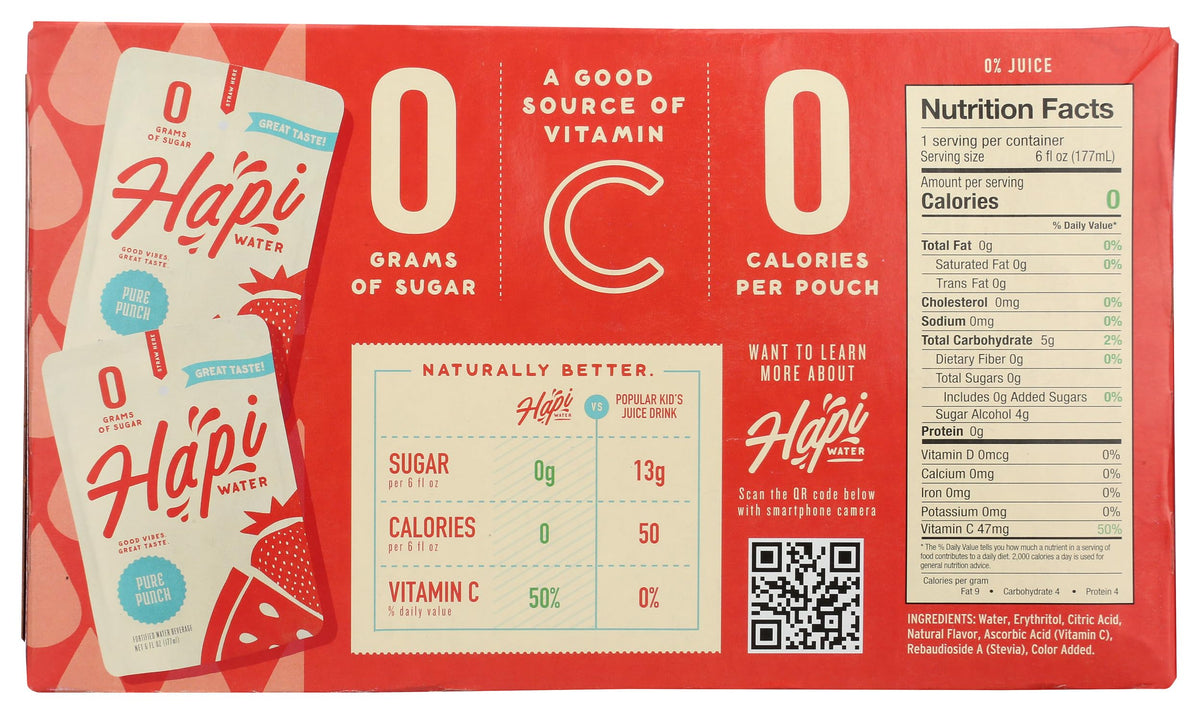 Hapi Drinks - Water Pure Punch - Case Of 4-8/6 Fluid Ounces