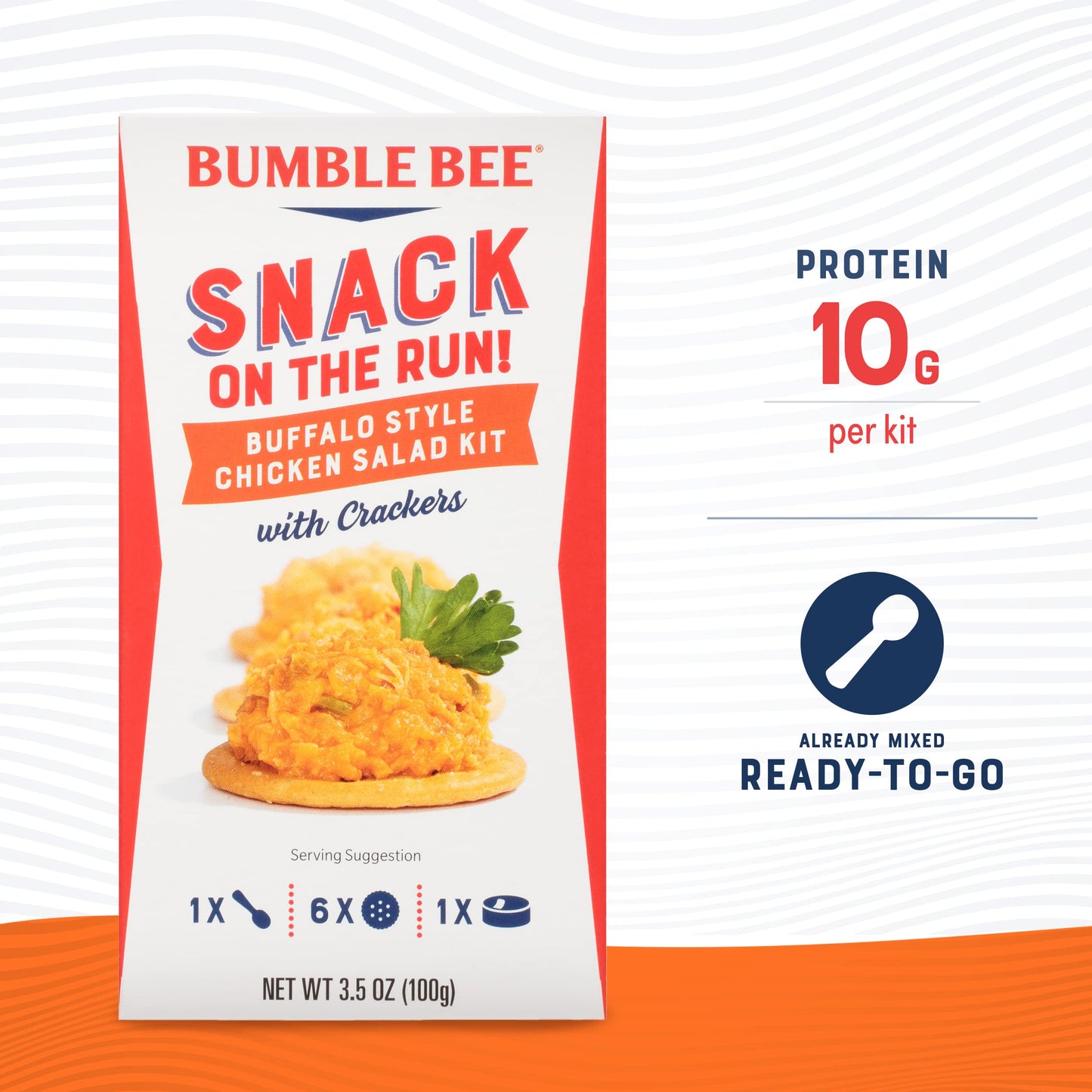 Bumble Bee Snack On The Run Buffalo Chicken Salad with Crackers Kit, 3.5 oz (Pack of 12) - Ready to Eat, Spoon Included - Shelf