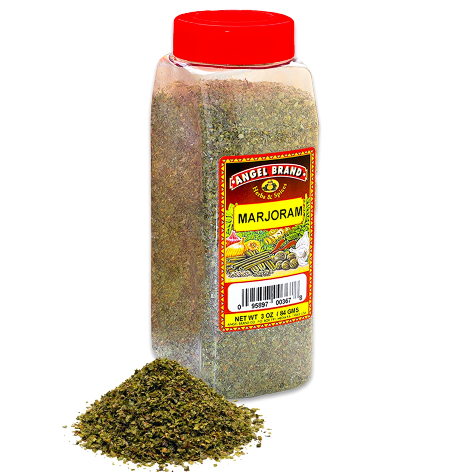Angel Brand Marjoram Spice 3 oz Bottle - Aromatic Dried Marjoram Leaves for Cooking, Seasoning, and Tea - Perfect for Soups, Ste