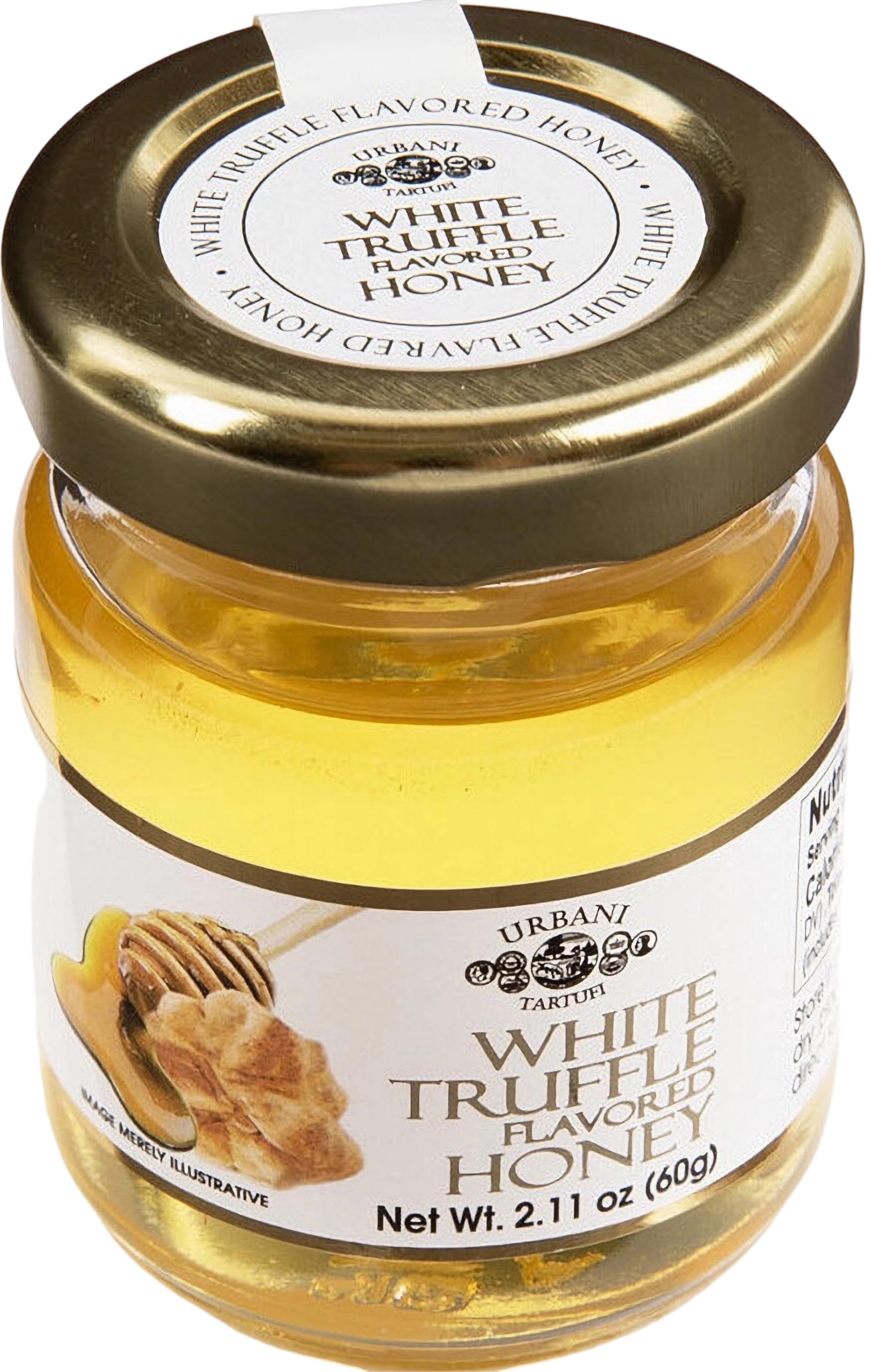 Urbani Truffles Infused White Truffle Honey 2.11 oz - Italian Gourmet Flavored Honey Infused with White Truffles, Ideal for Chee