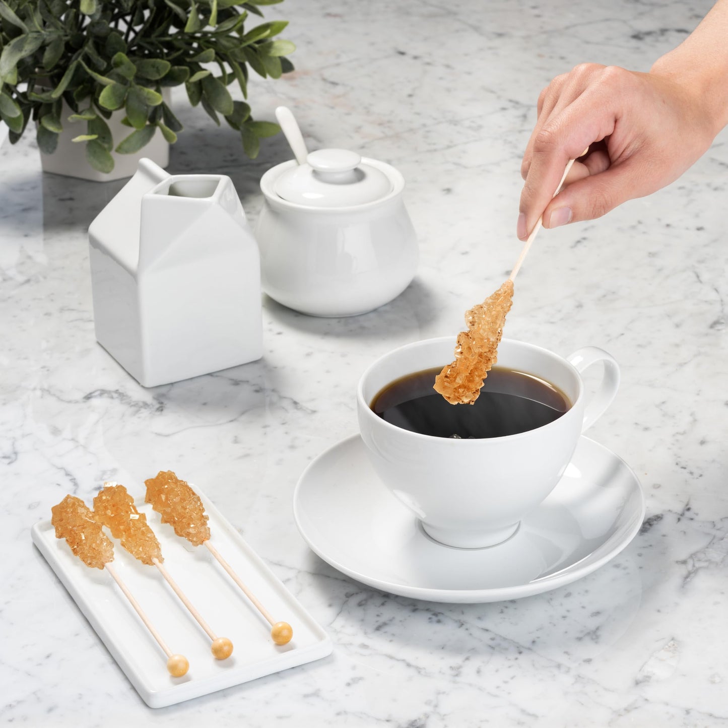 Candy Envy - Amber Caf   Sugar Sticks Mini Rock Candy - 18 Individually Wrapped Amber Treats - Original Sugar Flavored Coffee St