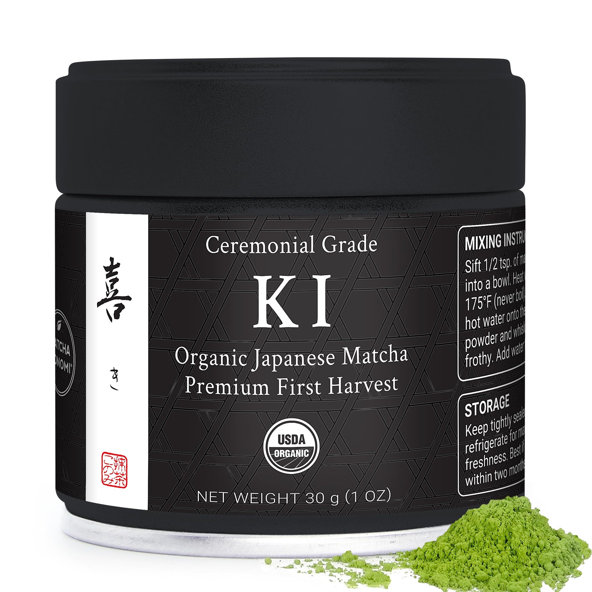 Matcha Konomi Organic Ceremonial Japanese Matcha Green Tea Powder - Zero Sugar - 30g (1 oz) - First Harvest - USDA Certified