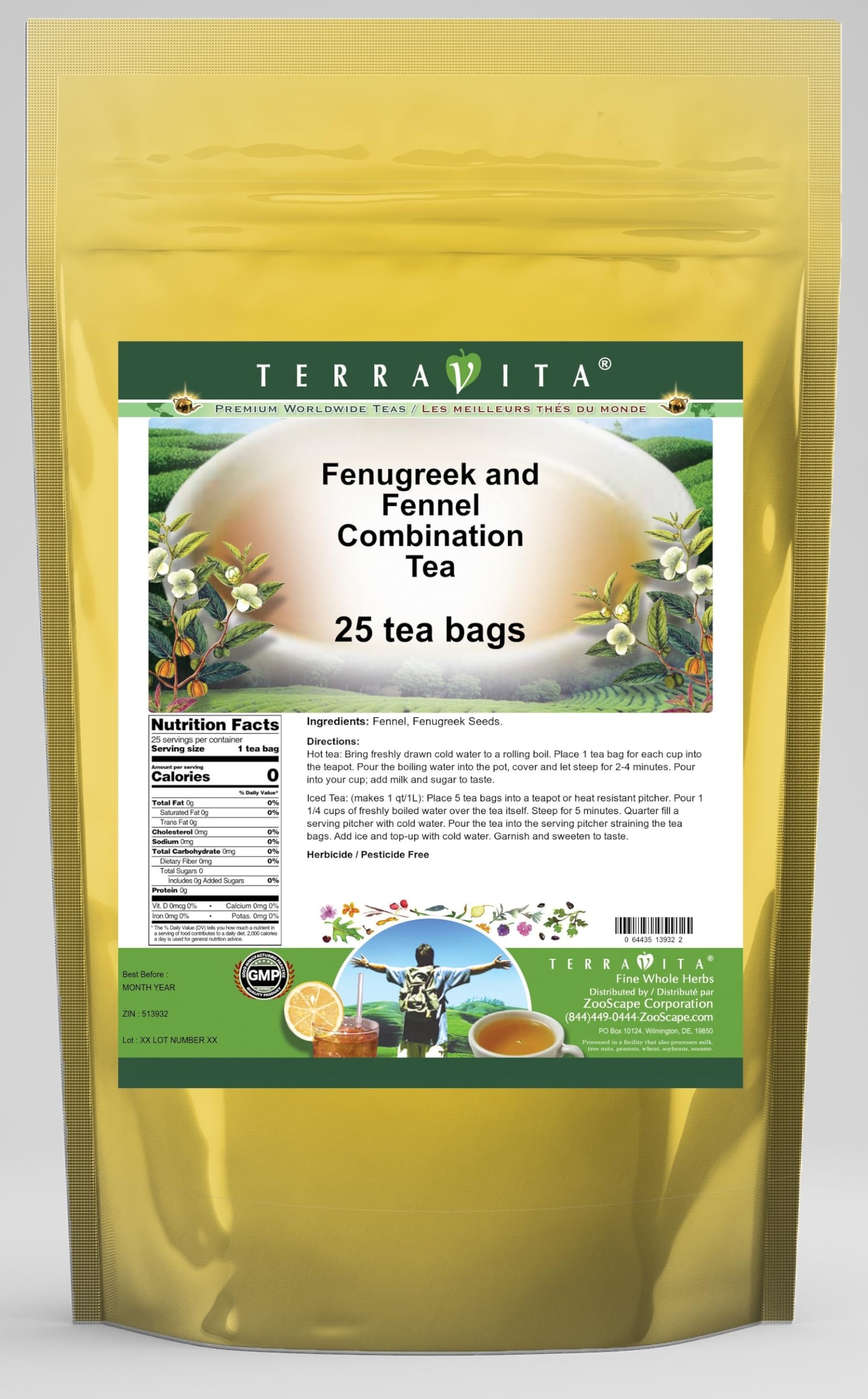 Fenugreek and Fennel Combination Tea (25 tea bags, ZIN: 513932)