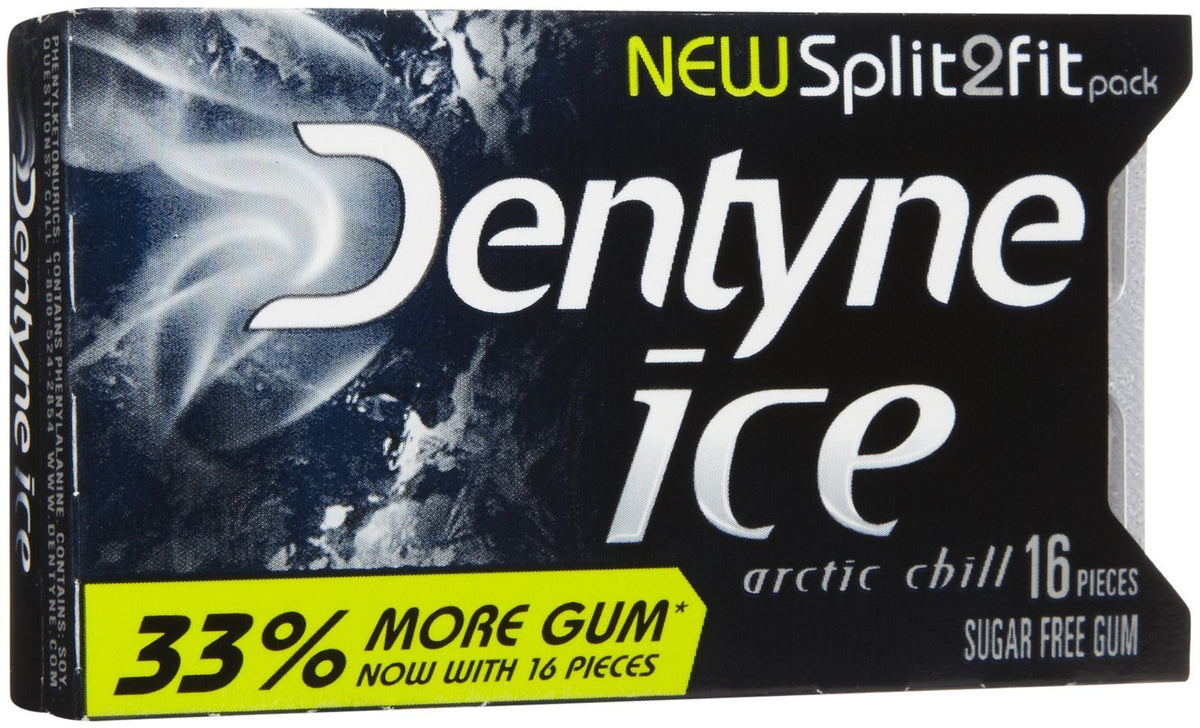 Dentyne Ice S/F Arctic Chill Gum, Split To Fit, 16 Count (Pack Of 9)