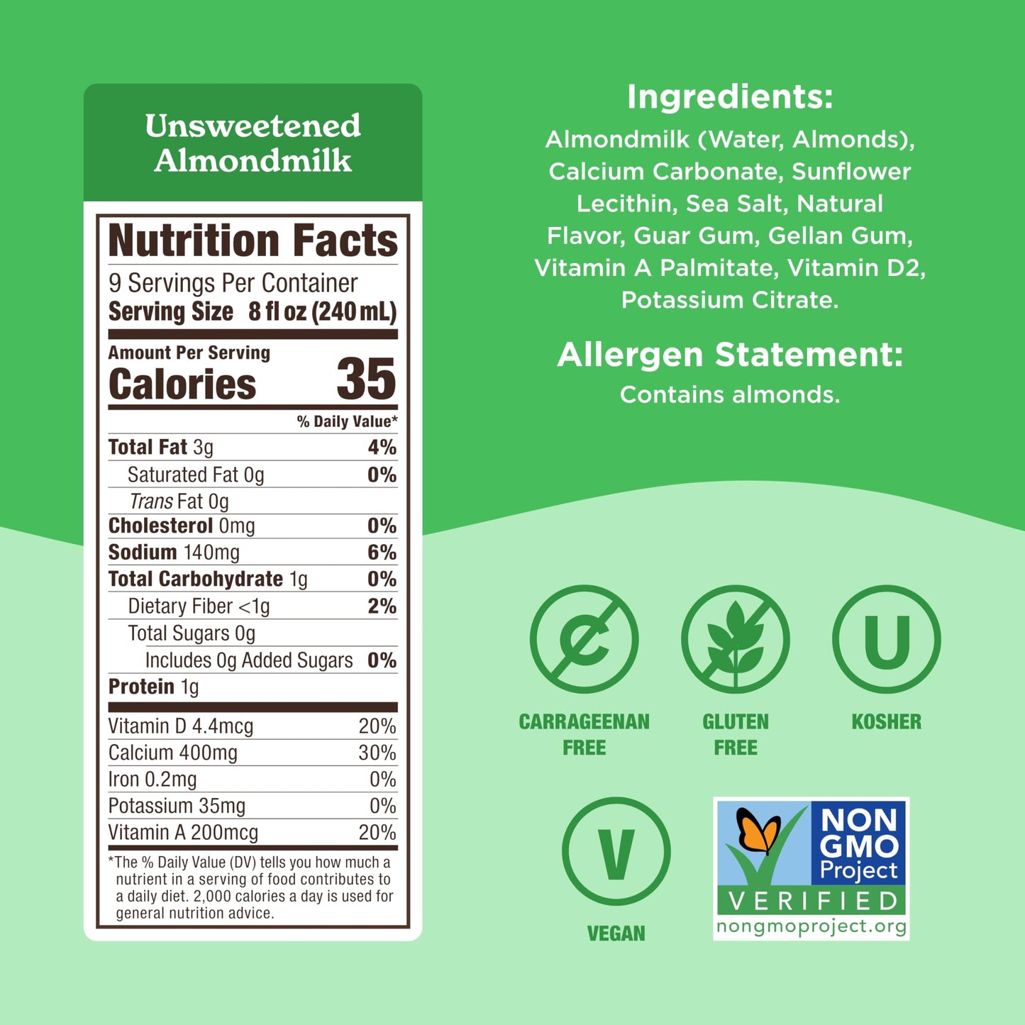Califia Farms Unsweetened Almond Milk, 72 Oz, Dairy Free, Vegan, Plant Based, Keto Food, Vegan, Gluten Free, Non GMO, Sugar Free