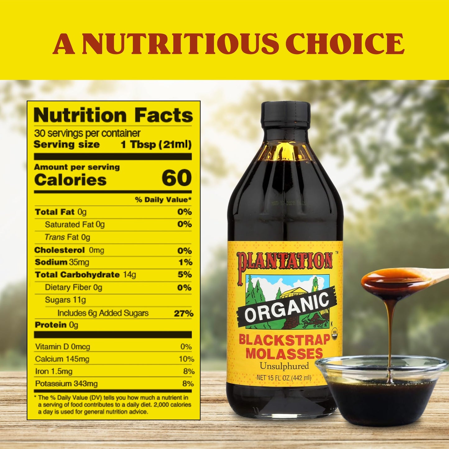 Plantation Organic Blackstrap Molasses, 15 Oz, 4 Pack