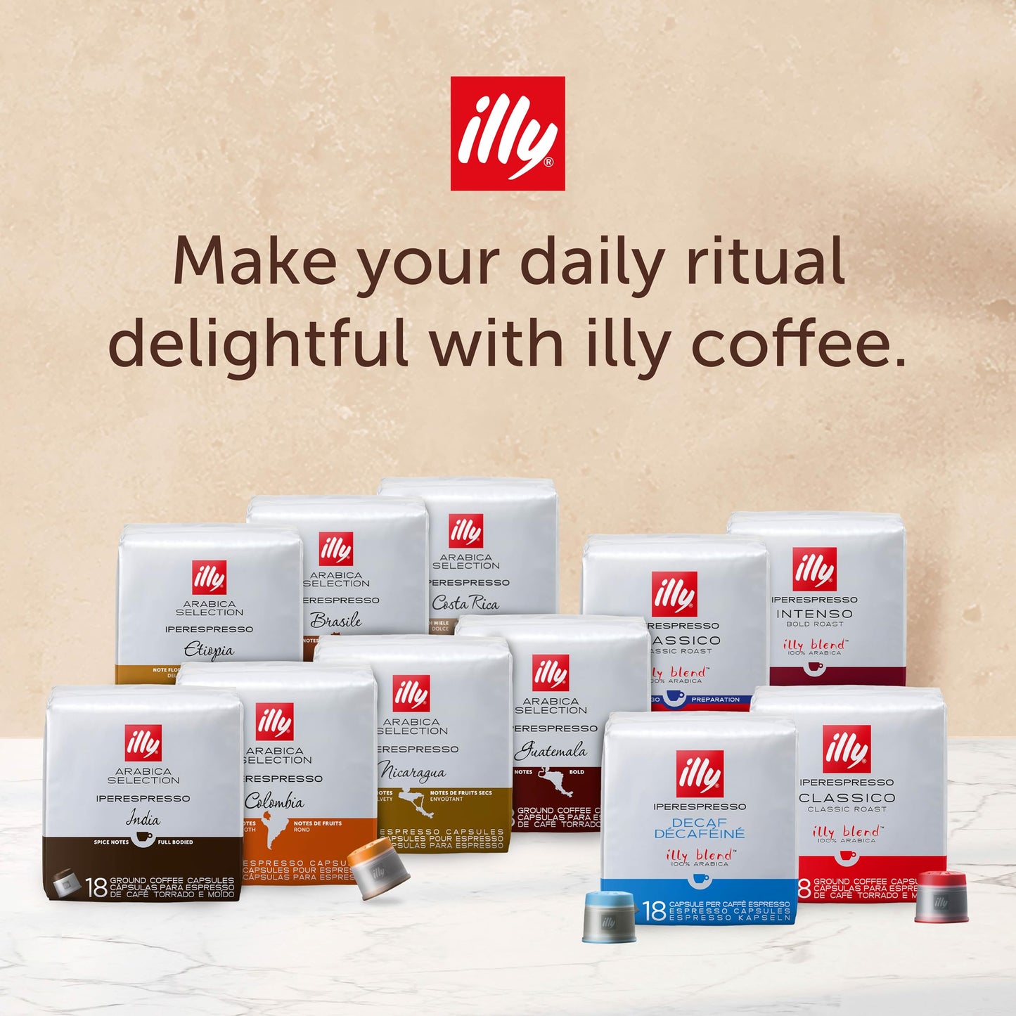 Illy Coffee IperEspresso Capsules - Single-Serve Coffee Capsules & Pods - Intenso Dark Roast - Notes of Cocoa  Dried Fruit  and Full-Bodied Taste - 100% Arabica - 18 Count (Pack of 6)